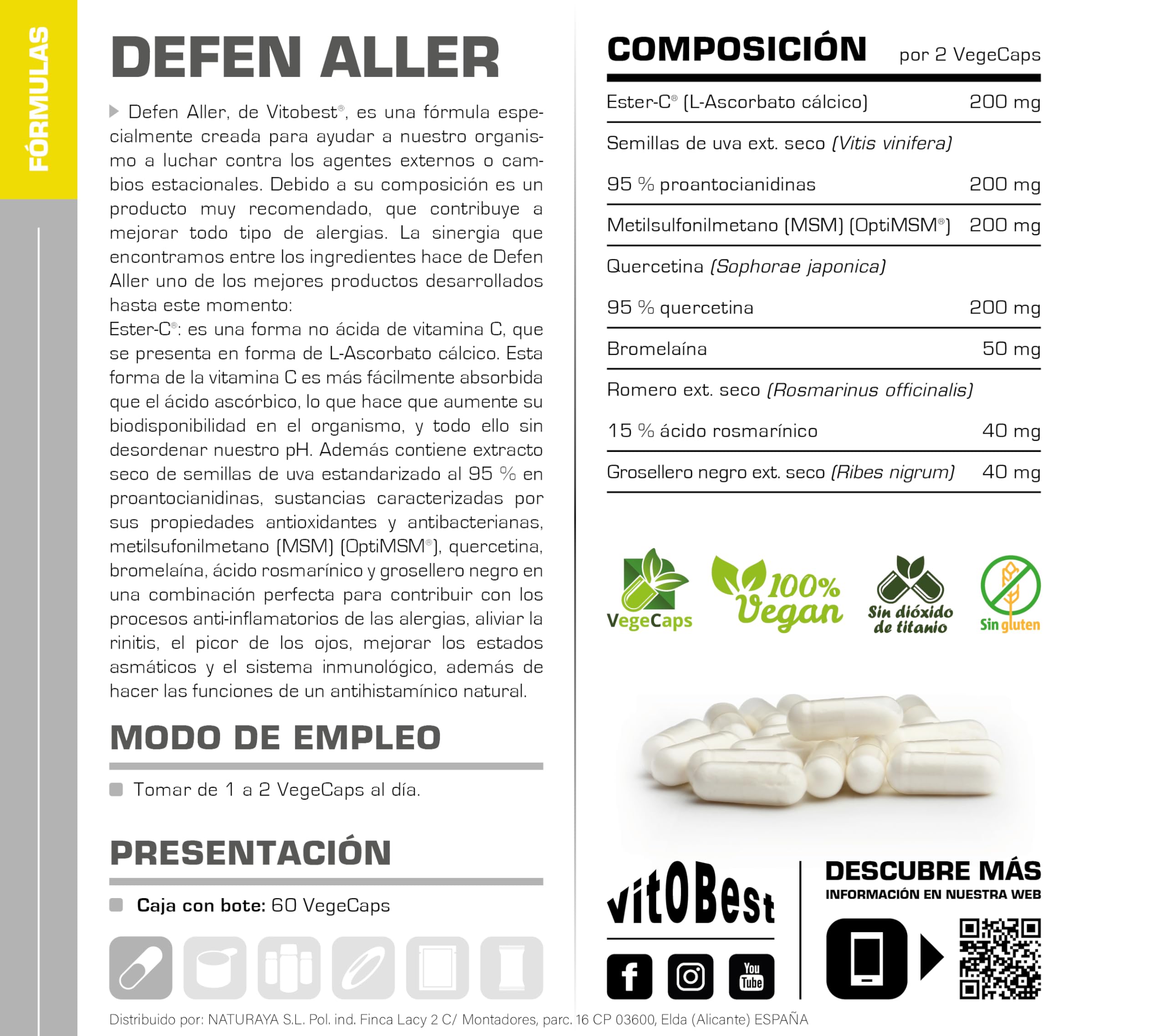 Vitobest Alergia DefenAller integratore 60 capsule