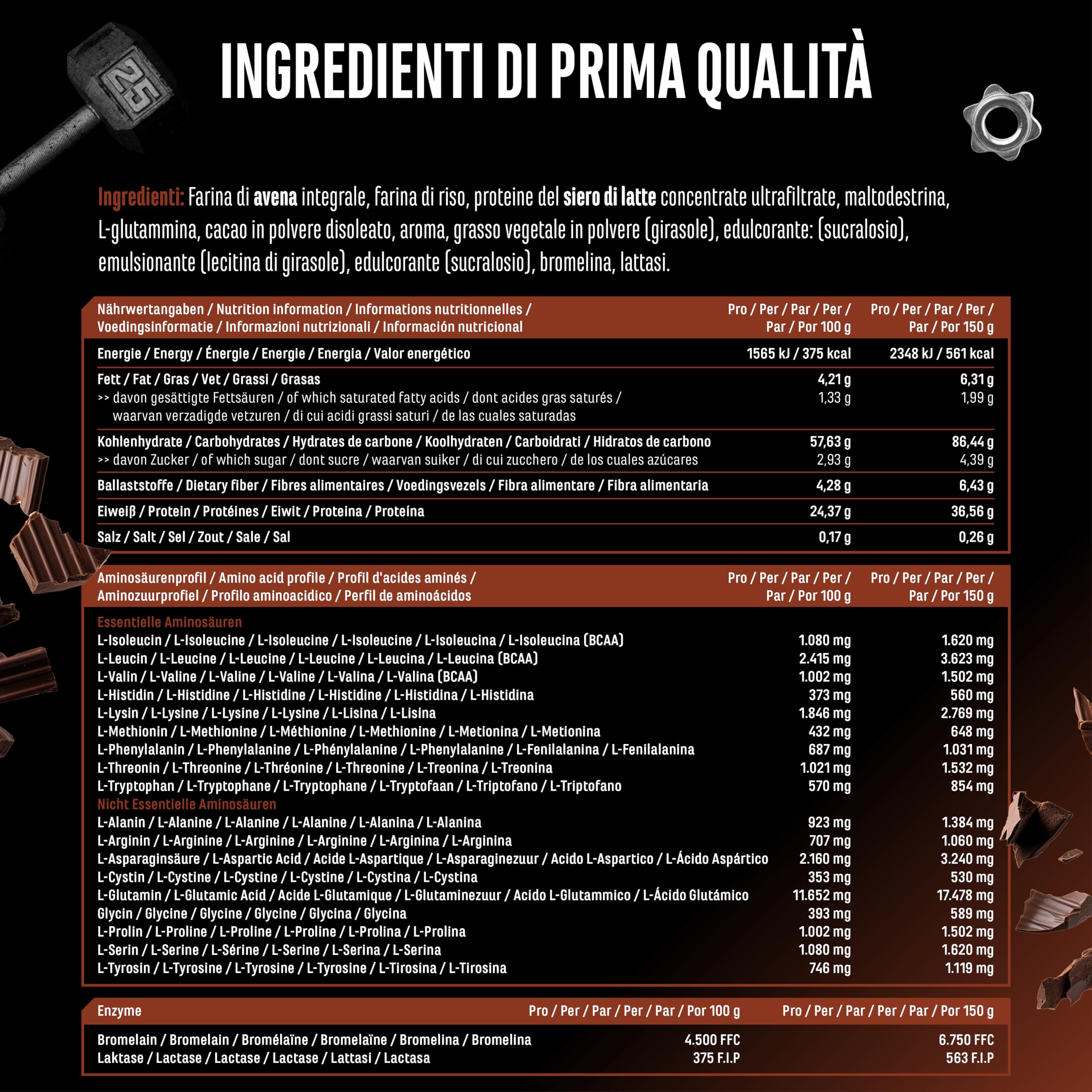 Elite Carbs & Mass Gainers Clean Weight Gainer polvere 3 kg cioccolato con carboidrati complessi
