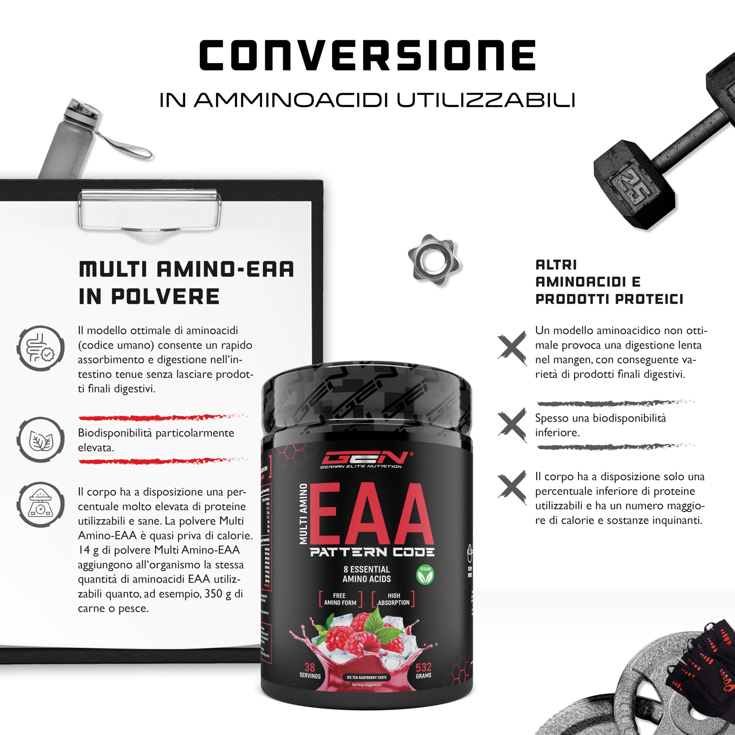 Elite EAA & BCAA EAA in polvere 532 g Ice Tea Raspberry vegana