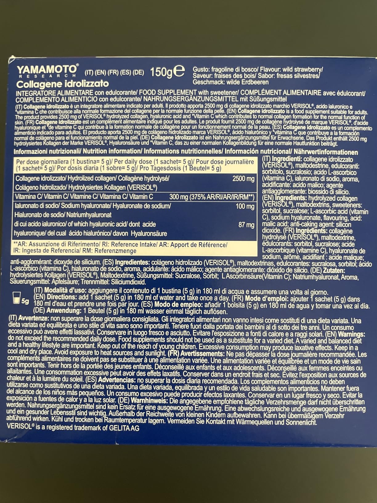 YAMAMOTO Collagene Collagene Idrolizzato bustine 30 x 5 g fragoline di bosco