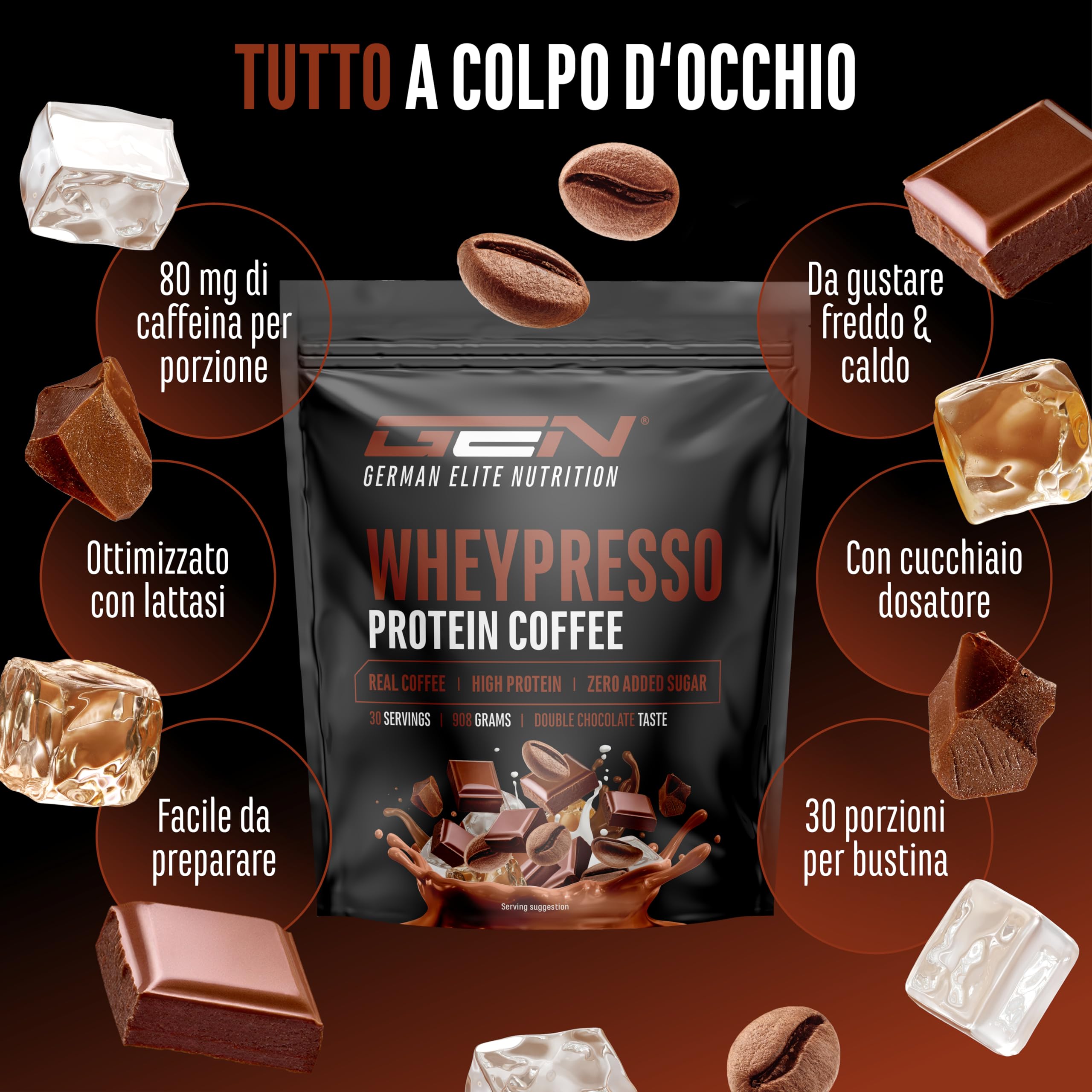 Elite Whey Protein Wheypresso Protein Coffee proteine whey 908 g caffeina