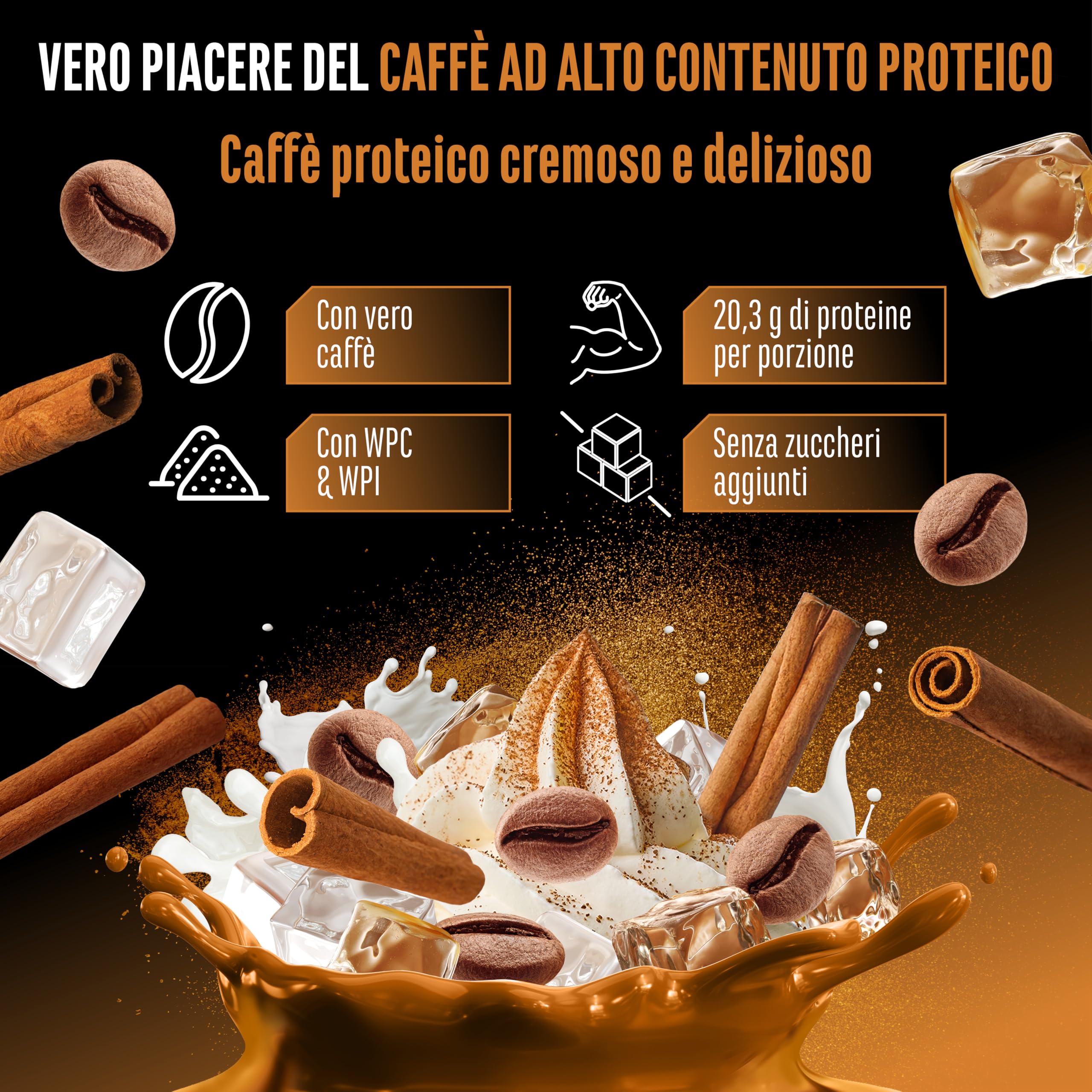 Elite Whey Protein Wheypresso Protein Coffee proteine whey 908 g Cinnamon Latte Coffee con caffeina