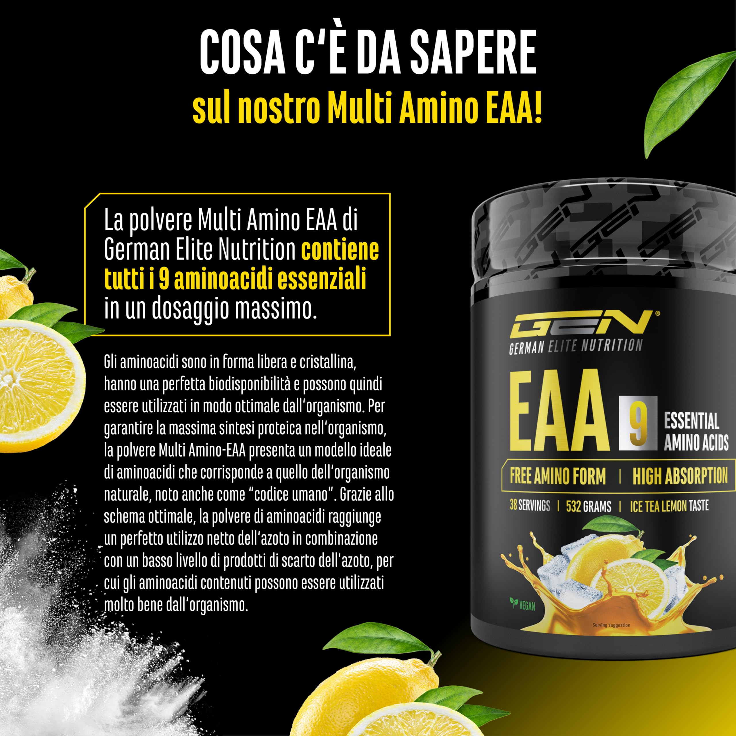 Elite EAA & BCAA EAA in polvere 532 g Ice Tea Lemon vegana