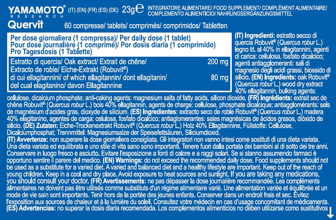 YAMAMOTO Vitamine e Minerali Quervit integratore 60 compresse 50 g estratto di quercia