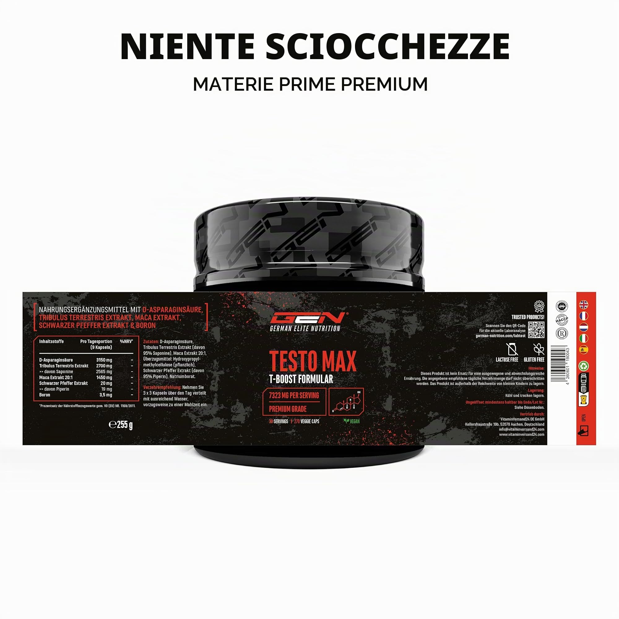 Elite Testo & Vitality Botanicals Testo MAX integratore vegano 270 capsule