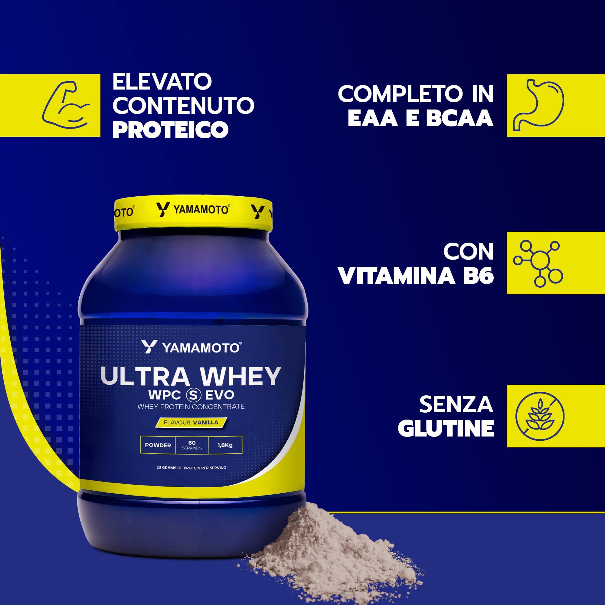 YAMAMOTO Proteine Ultra Whey WPC S EVO proteine vaniglia 1800 g