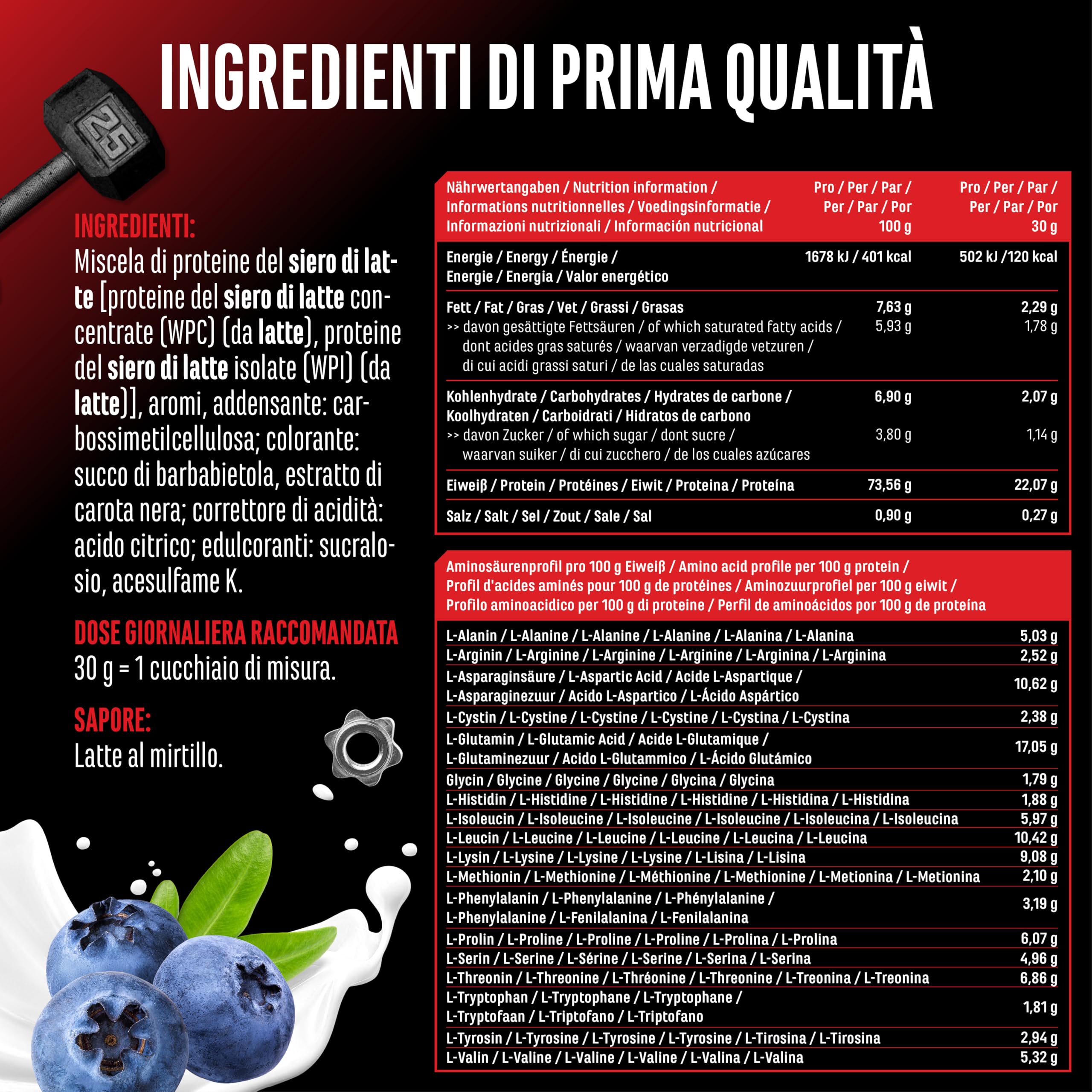 Elite Whey Protein proteine in polvere 1000 g Blueberry Milk con isolato