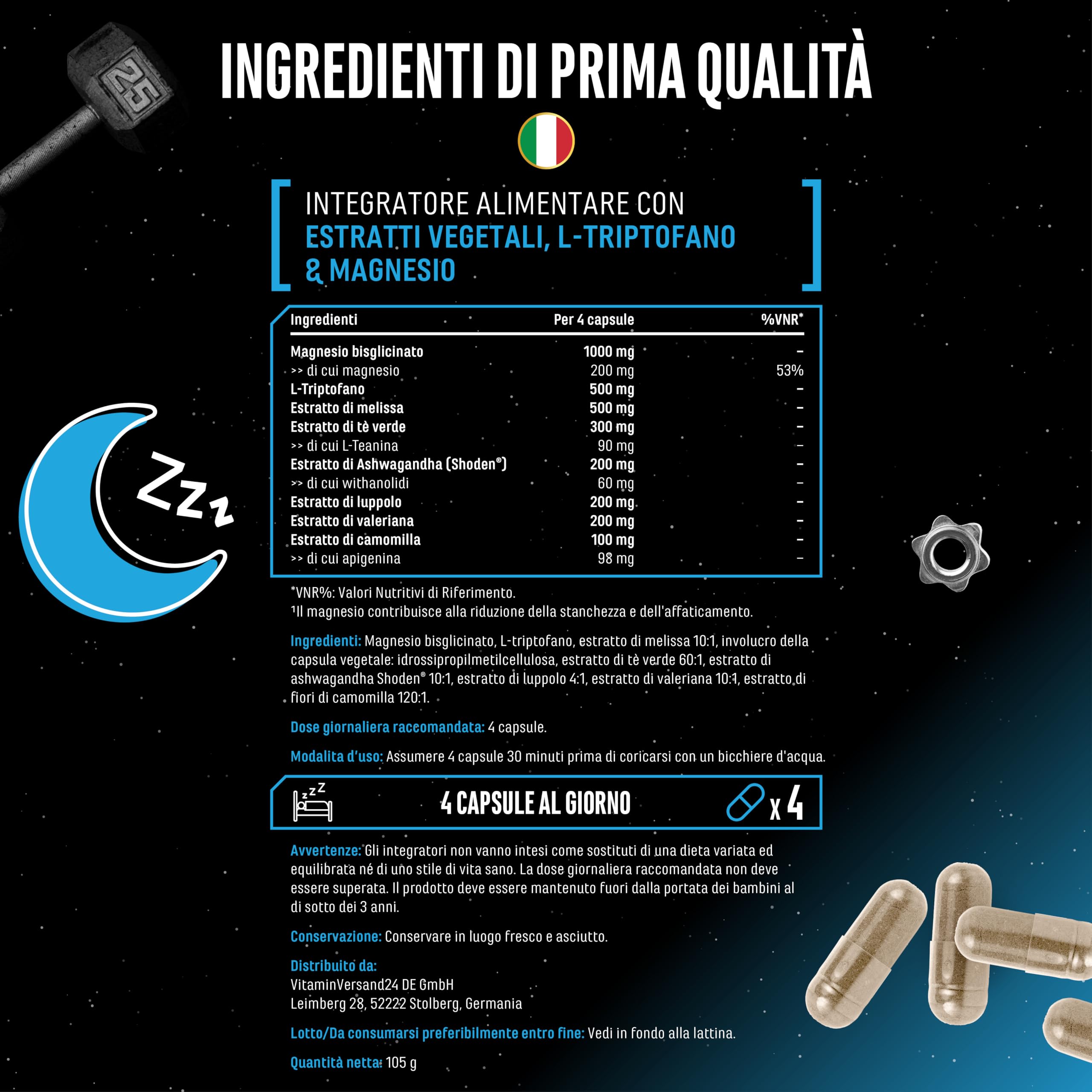 Elite Adaptogens, Sleep & Mind Knockout Sleep & Recover Support integratore per il sonno 120 capsule vegane 3000 mg