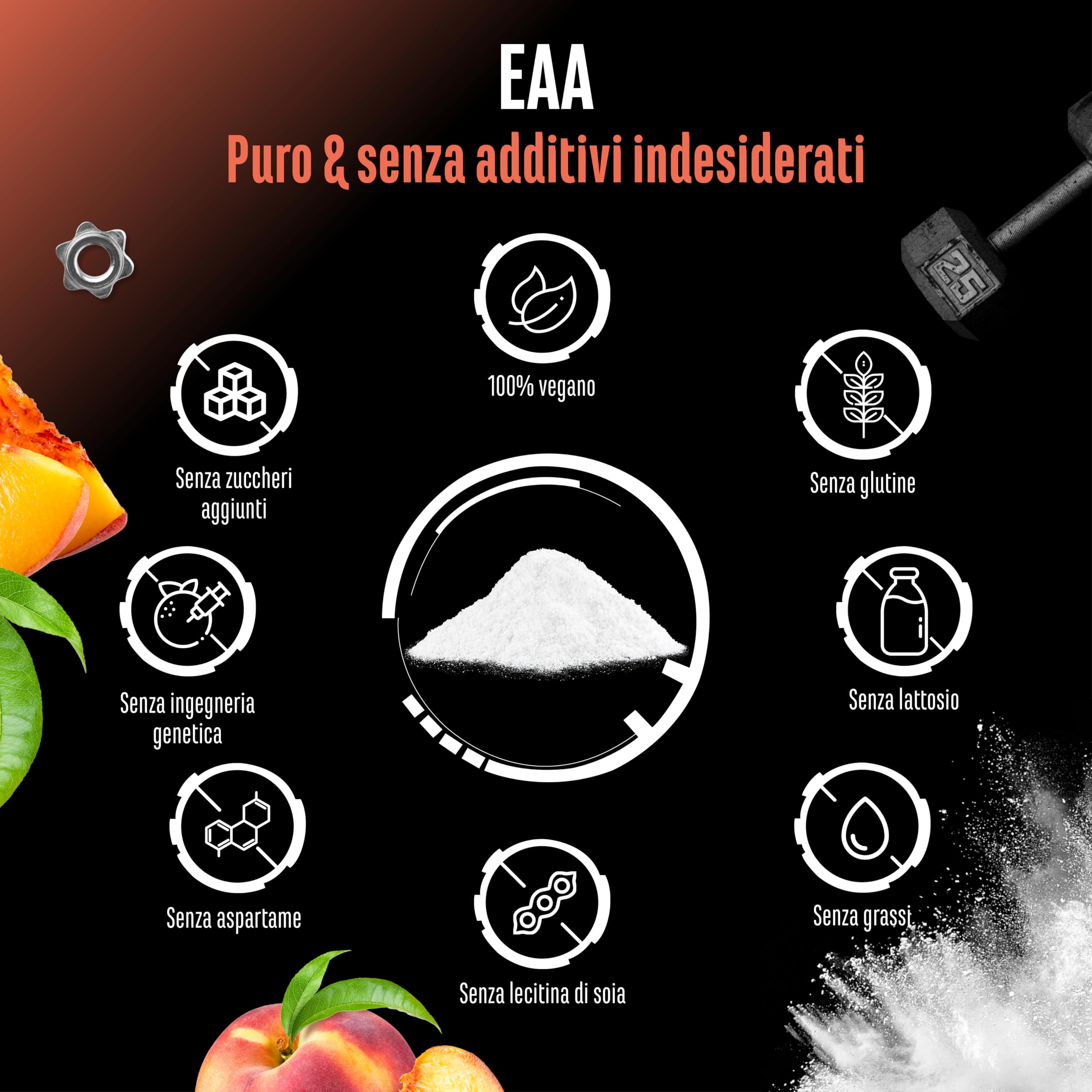 Elite EAA & BCAA EAA in polvere 532 g tè freddo alla pesca, 9 aminoacidi essenziali