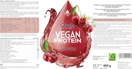 Green Peak Proteins PEAK Fruity Vegan Protein proteine 400 g Amarena senza zuccheri