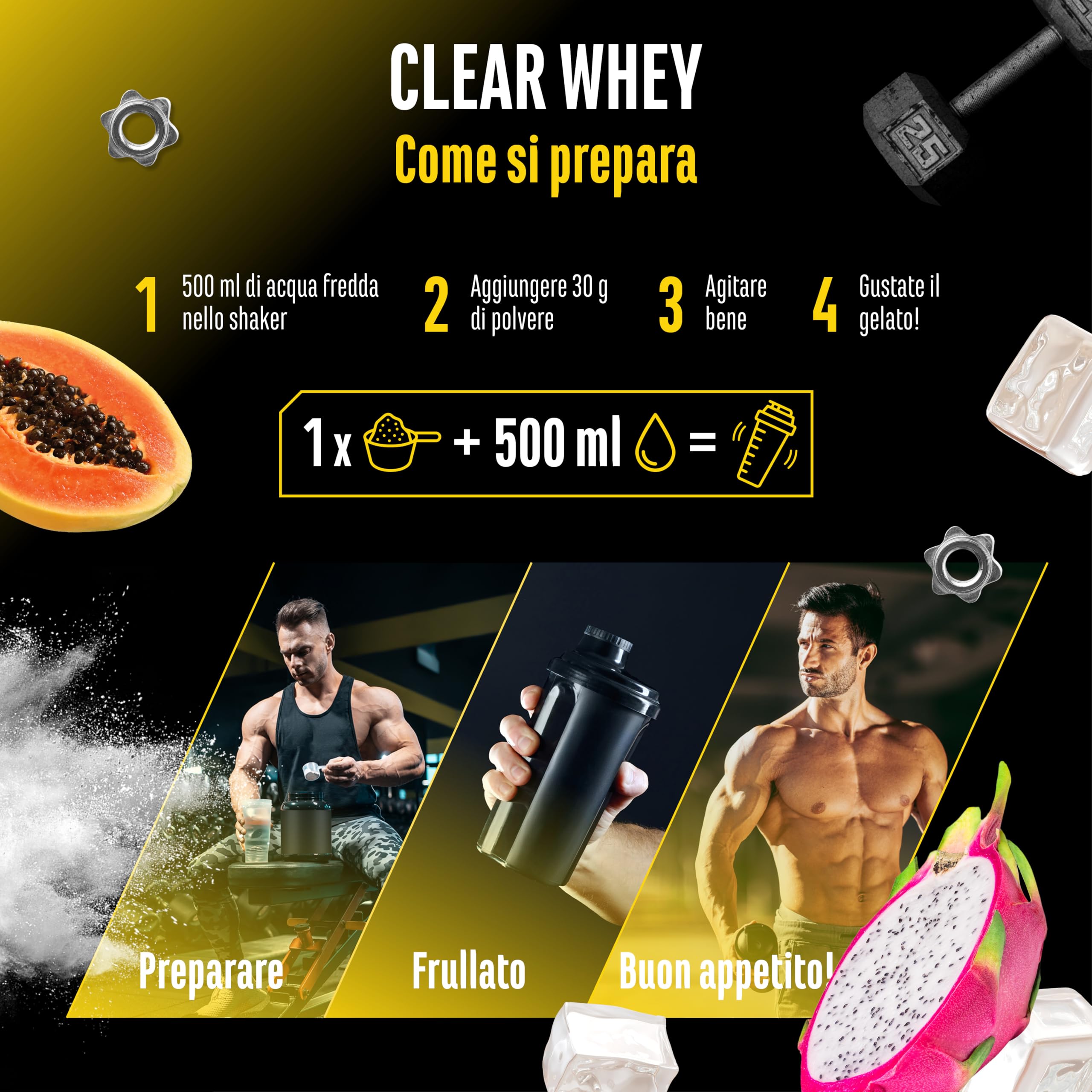 Elite Clear Whey Isolate Protein Shake proteine Tropical 900 g senza lattosio