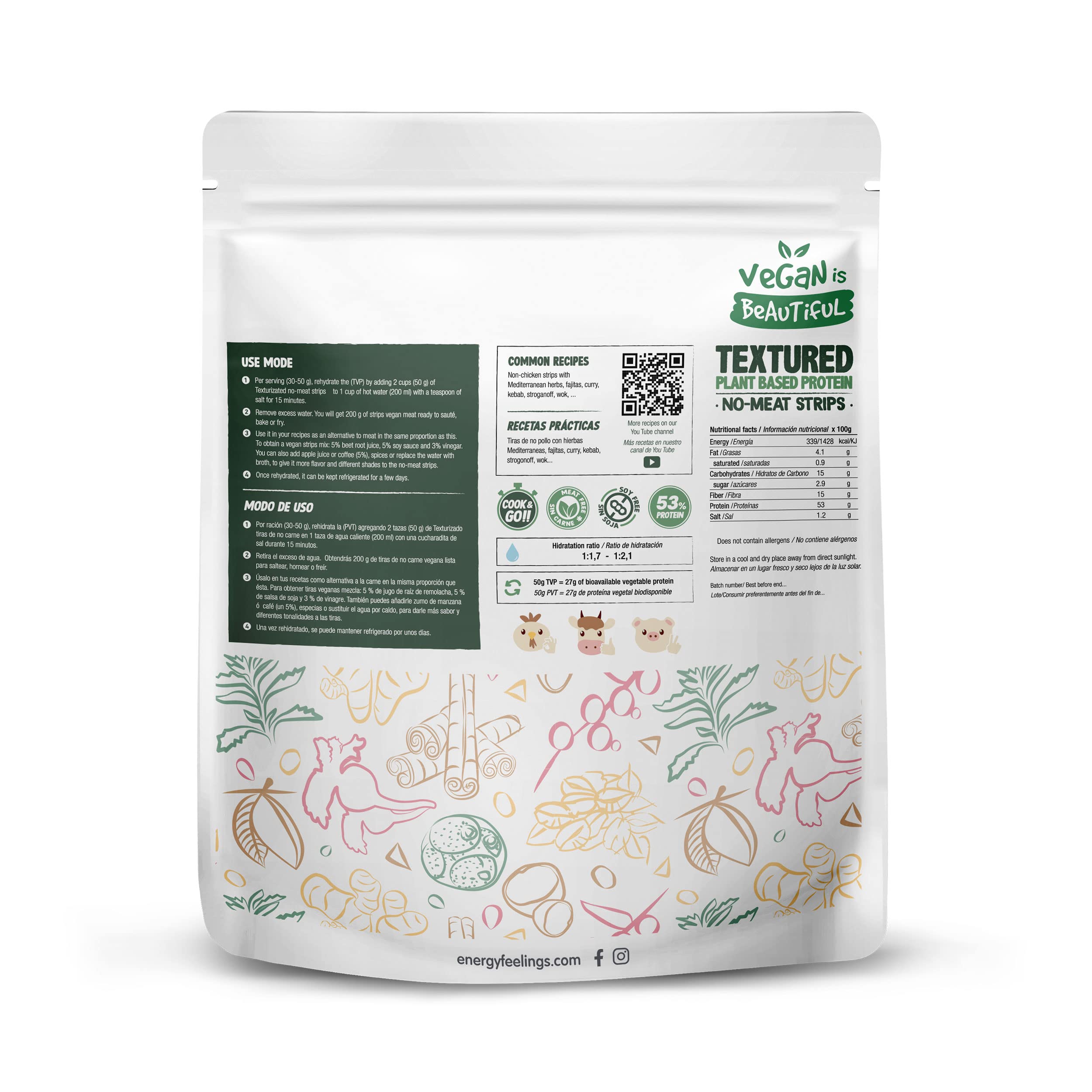 Energy Feelings Strisce Proteiche di Piselli Testurizzati strisce 400 g bio