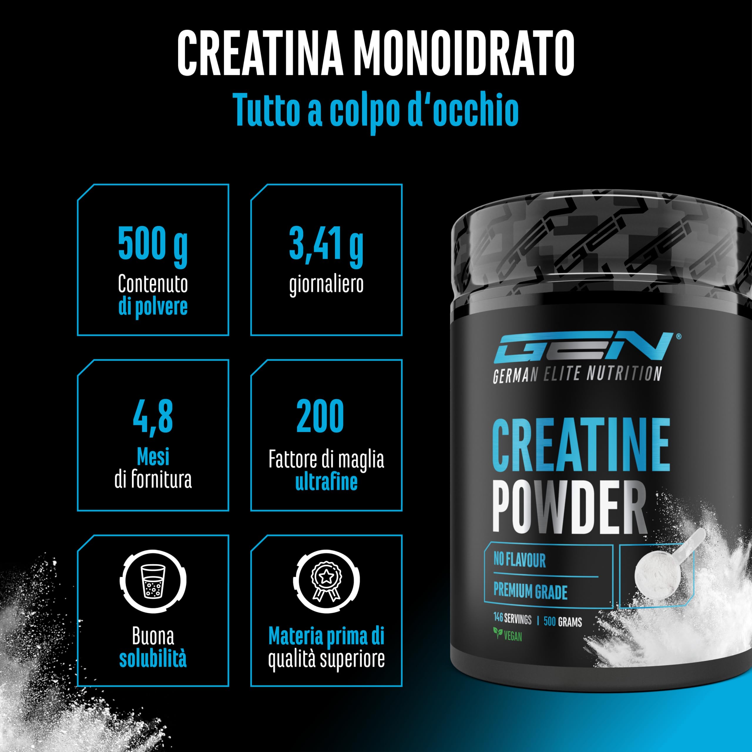 Elite Creatina Creatina Monoidrato polvere 500 g vegana