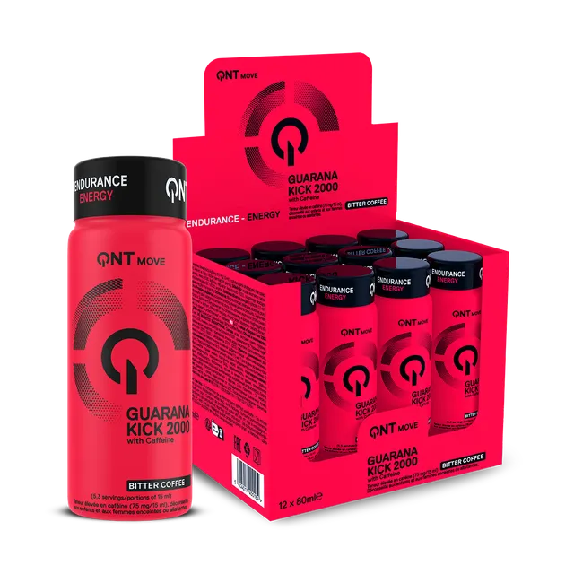 QNT Pre-Workout Guarana Kick 2000 mg pre-workout Bitter Coffee 12 x 80 ml 0 zuccheri
