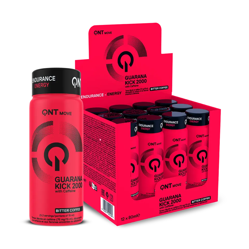 QNT Pre-Workout Guarana Kick 2000 mg pre-workout Bitter Coffee 12 x 80 ml 0 zuccheri
