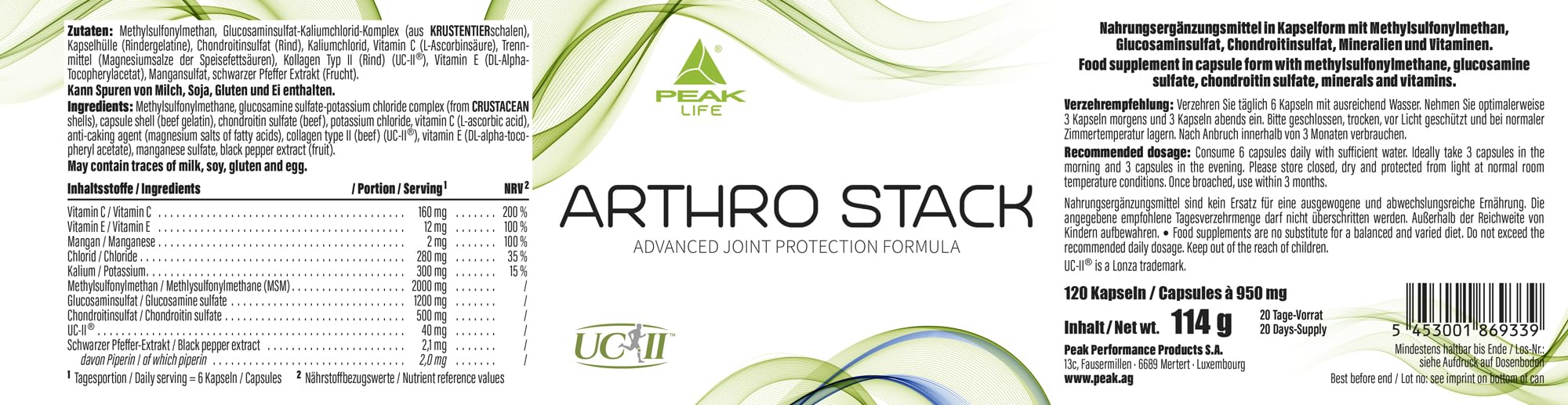 Green Peak Health Arthro Stack integratore articolare 120 capsule UC-II