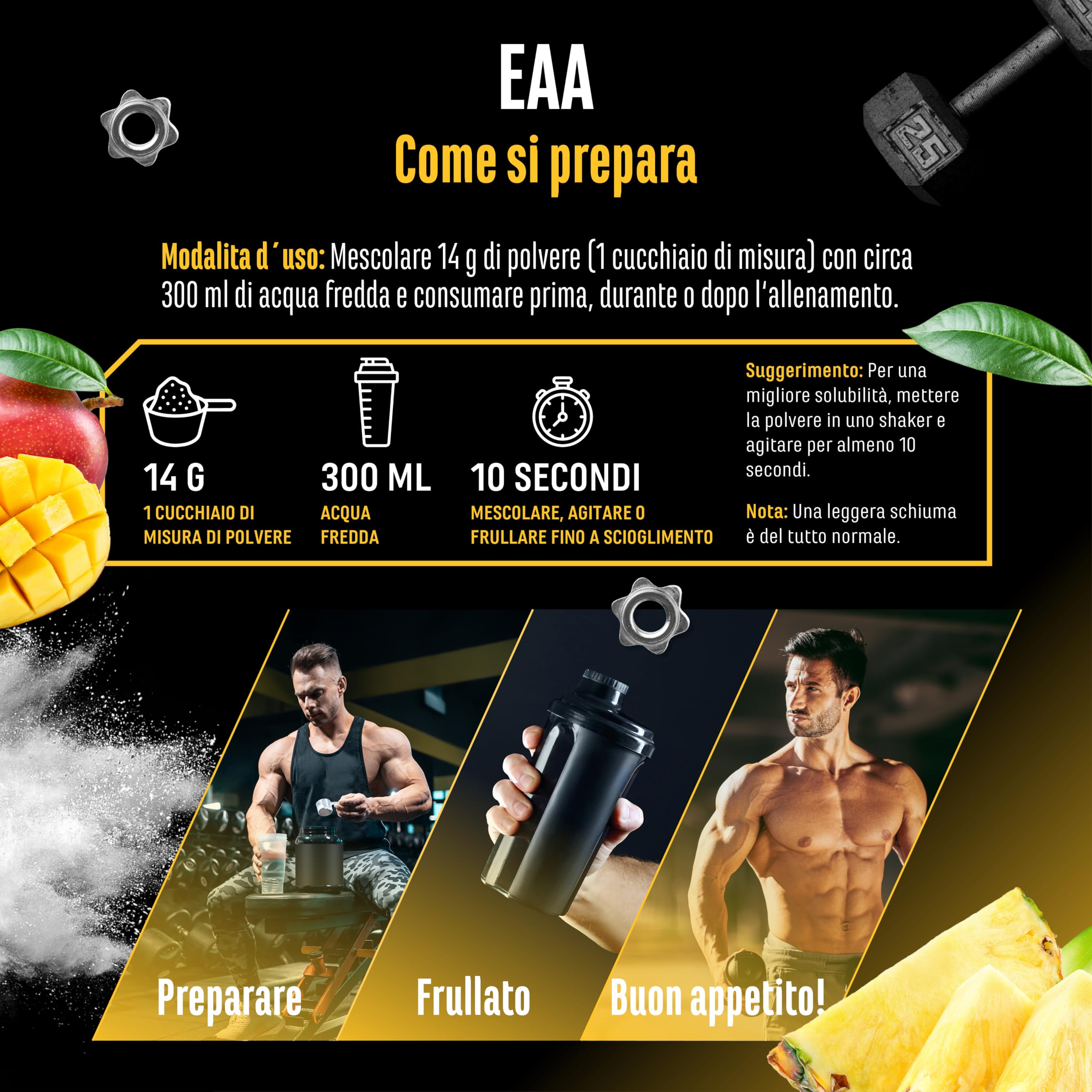 Elite EAA & BCAA Human Code EAA in polvere 532 g mango e ananas vegana