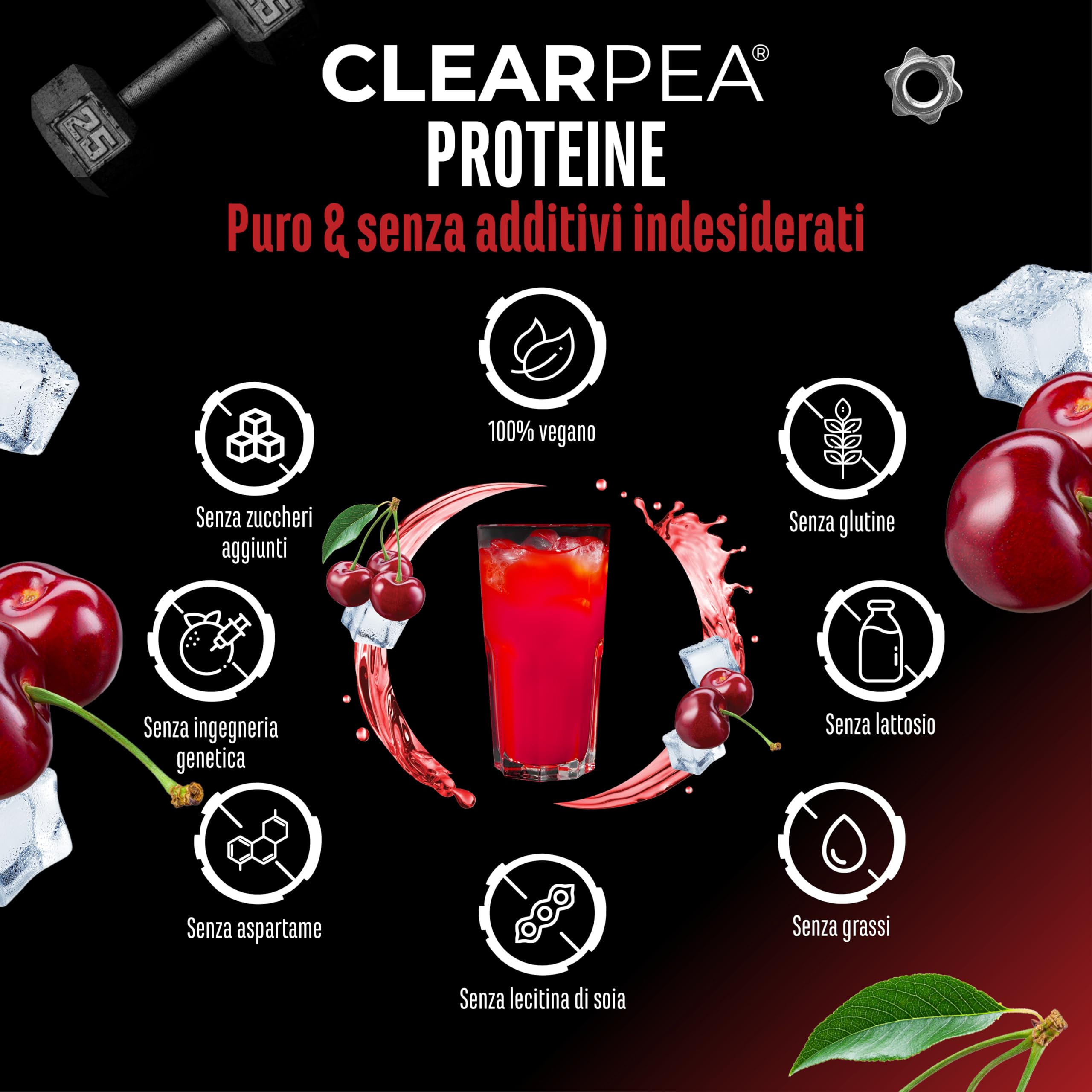 Elite Plant Protein ClearPea® proteine vegane 454 g ciliegia idrolizzato di pisello