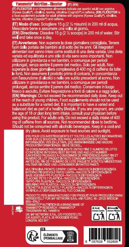 Yamamoto Pre-Workout Flexotor EU Version polvere 255 g gusto arancia rossa