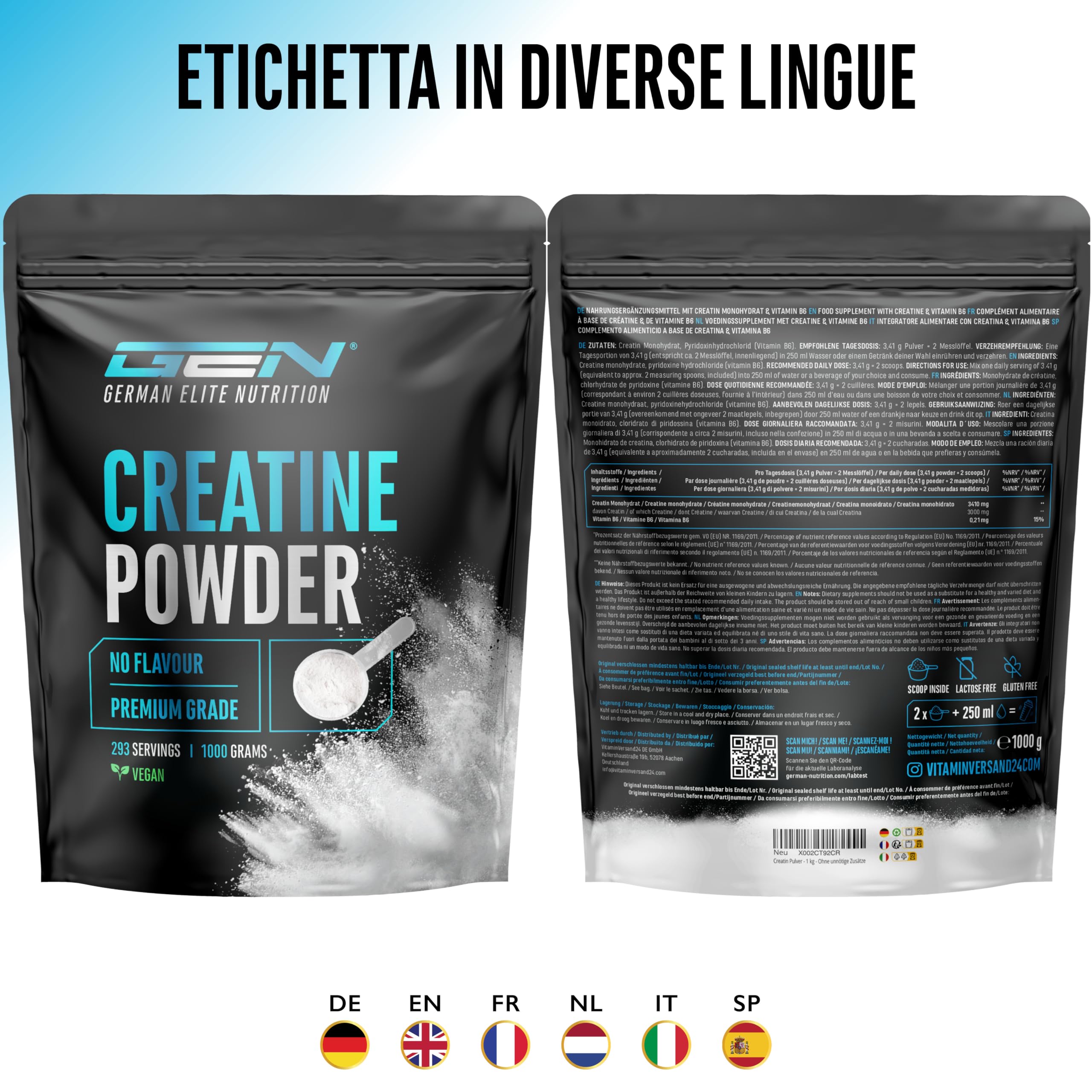 Elite Creatine Monoidrato creatina 1 kg microfine