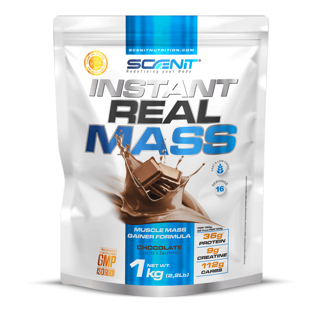 Scenit Nutrition Gainer di peso Instant Real Mass mass gainer Cioccolato 1 kg, 650 kcal