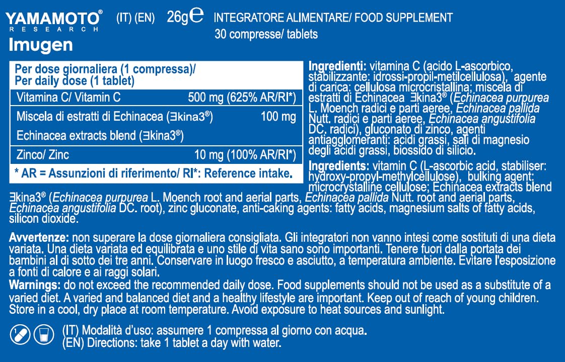 YAMAMOTO Sistema Immunitario Imugen integratore 30 compresse vitamina C zinco