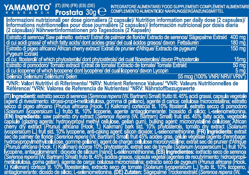 Yamamoto Vitamine e Minerali Prostata integratore 60 capsule con saw palmetto