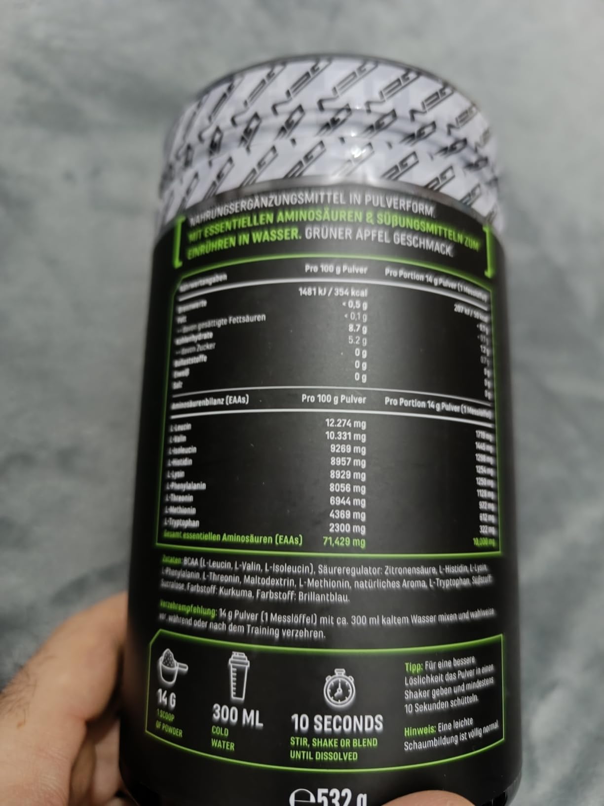 Elite EAA & BCAA Formula Human Code EAA in polvere 532 g Mela Verde vegan