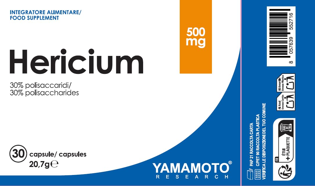 YAMAMOTO Sonno, Benessere Mentale e Memoria Research Hericium integratore 30 capsule, 50 g, 500 mg