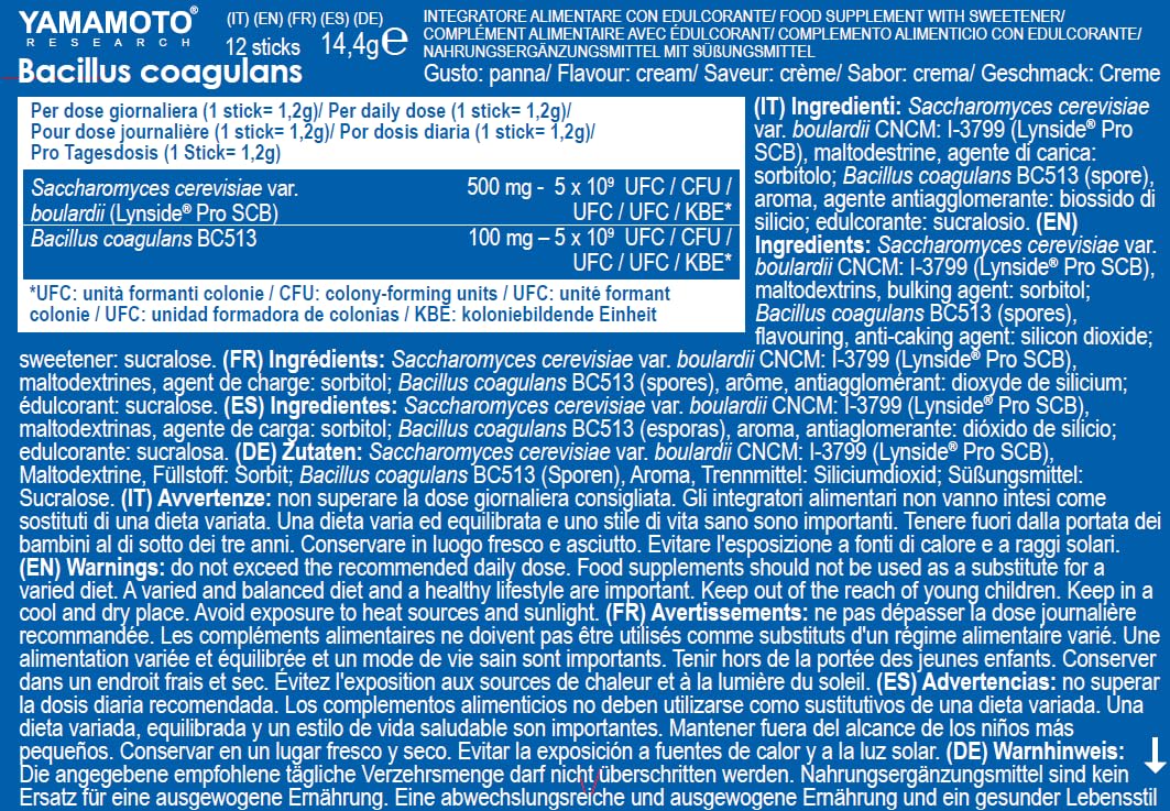 Yamamoto Bacillus Coagulans Lynside Pro SCB probiotici 12 stick panna