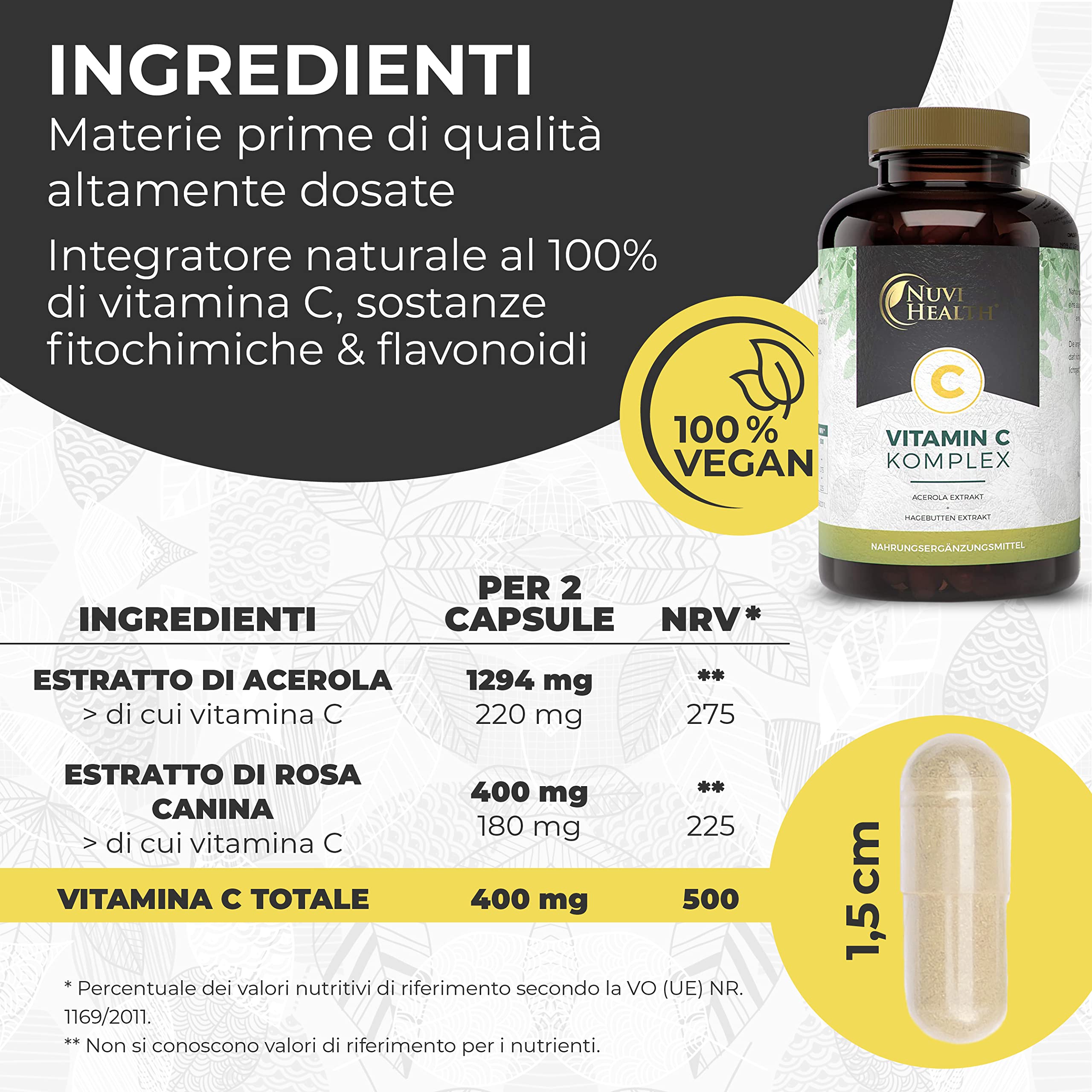 Elite Vitamins, Minerals & Hydration Complesso naturale di vitamina C 240 capsule vegan
