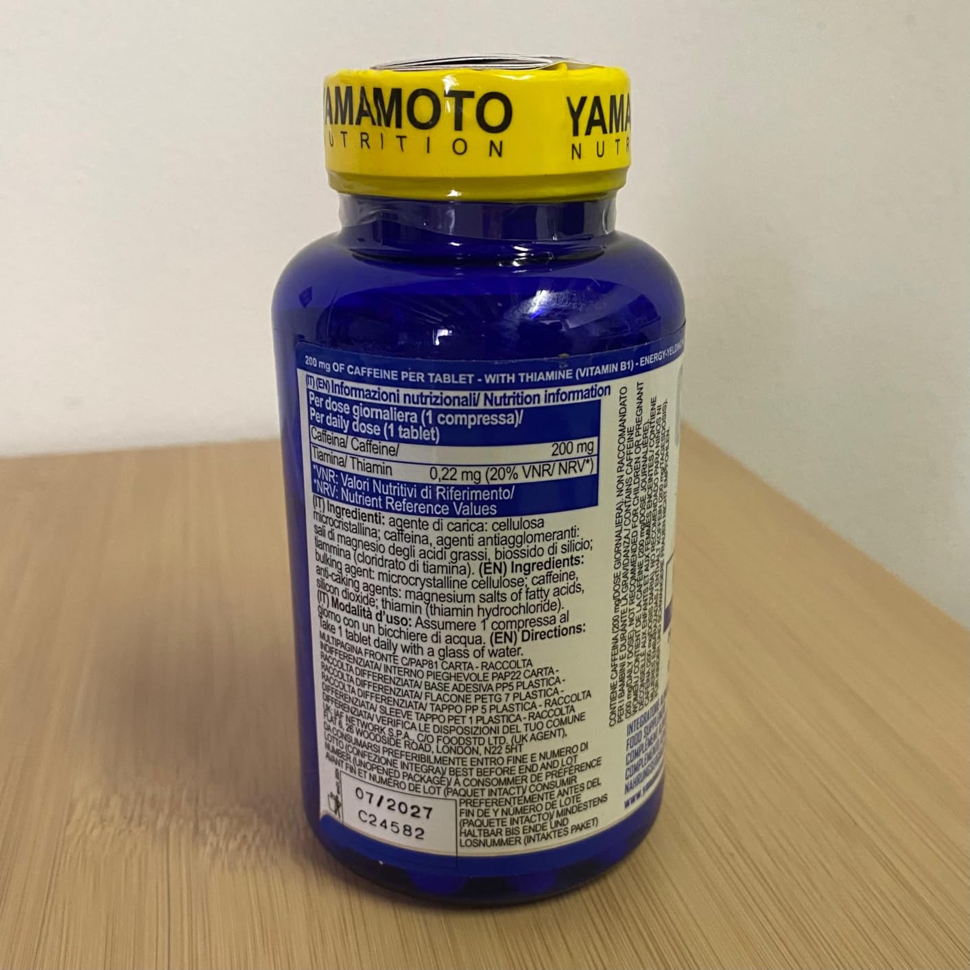 YAMAMOTO Pre-Workout Caffeine TABS compresse 100 pezzi con vitamina B1