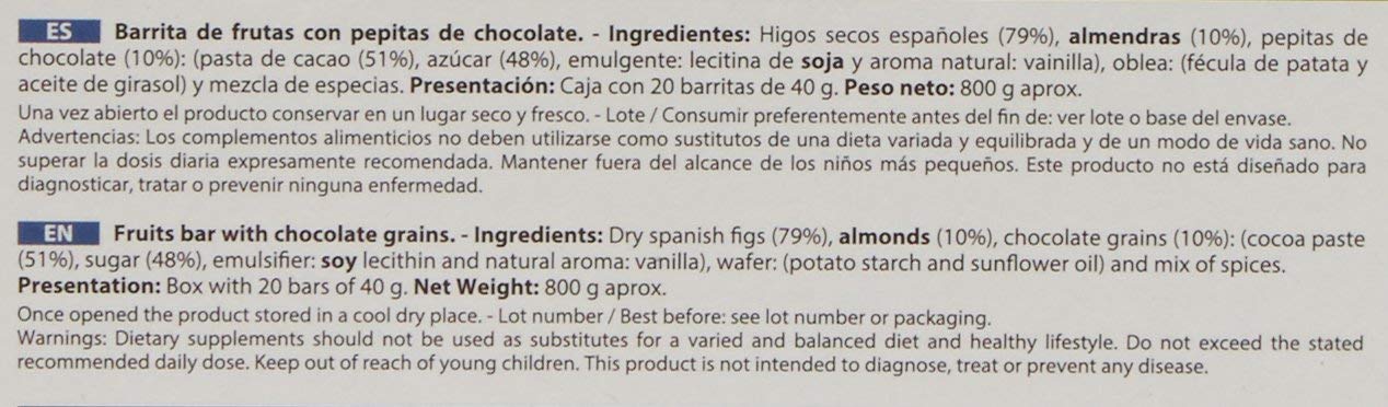 Vitobest Bars Vit-O-Best Barretta Nutrizionale fichi mandorle pepite di cioccolato 20 pezzi