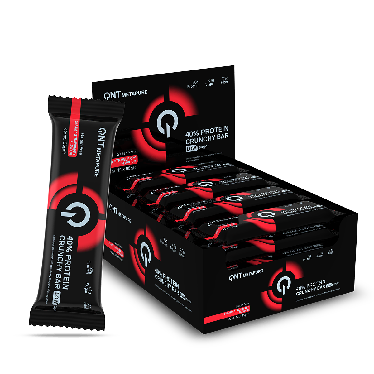 QNT Protein Bars 40% Protein Crunchy Bar 12 x 65 g cioccolato 26 g proteine