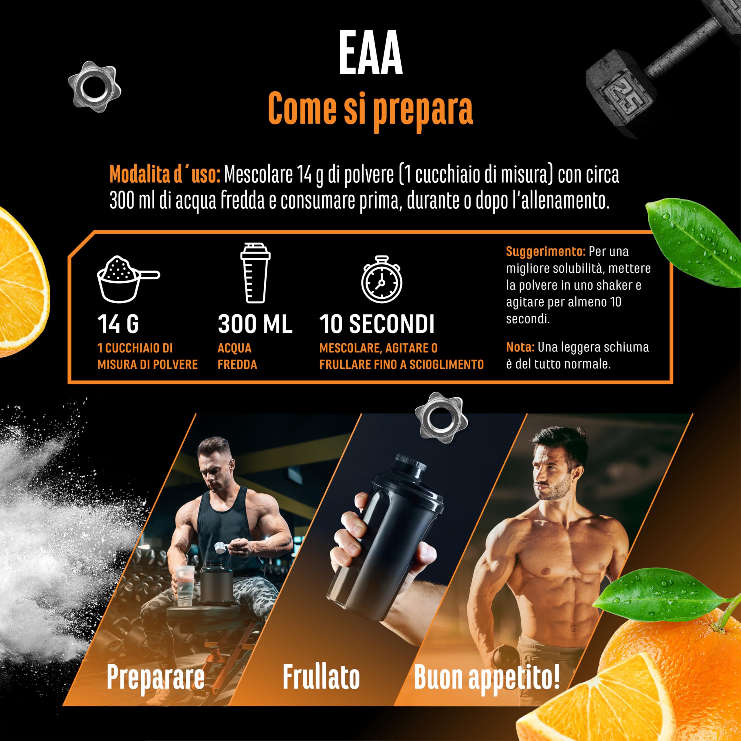 Elite EAA & BCAA EAA Formula Human Code polvere 532 g succo d’arancia vegana
