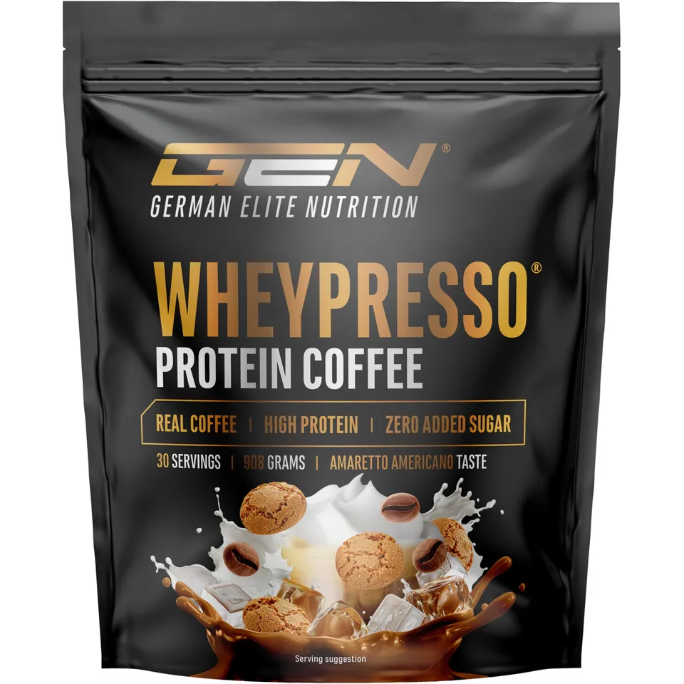 Elite Whey Protein Wheypresso Protein Coffee proteine Amaretto Americano 908 g con caffeina