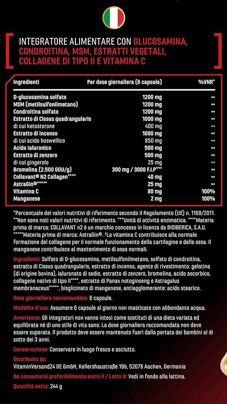 Elite Organ, Joint & Health Support Bone Force complesso articolare 180 capsule senza glutine