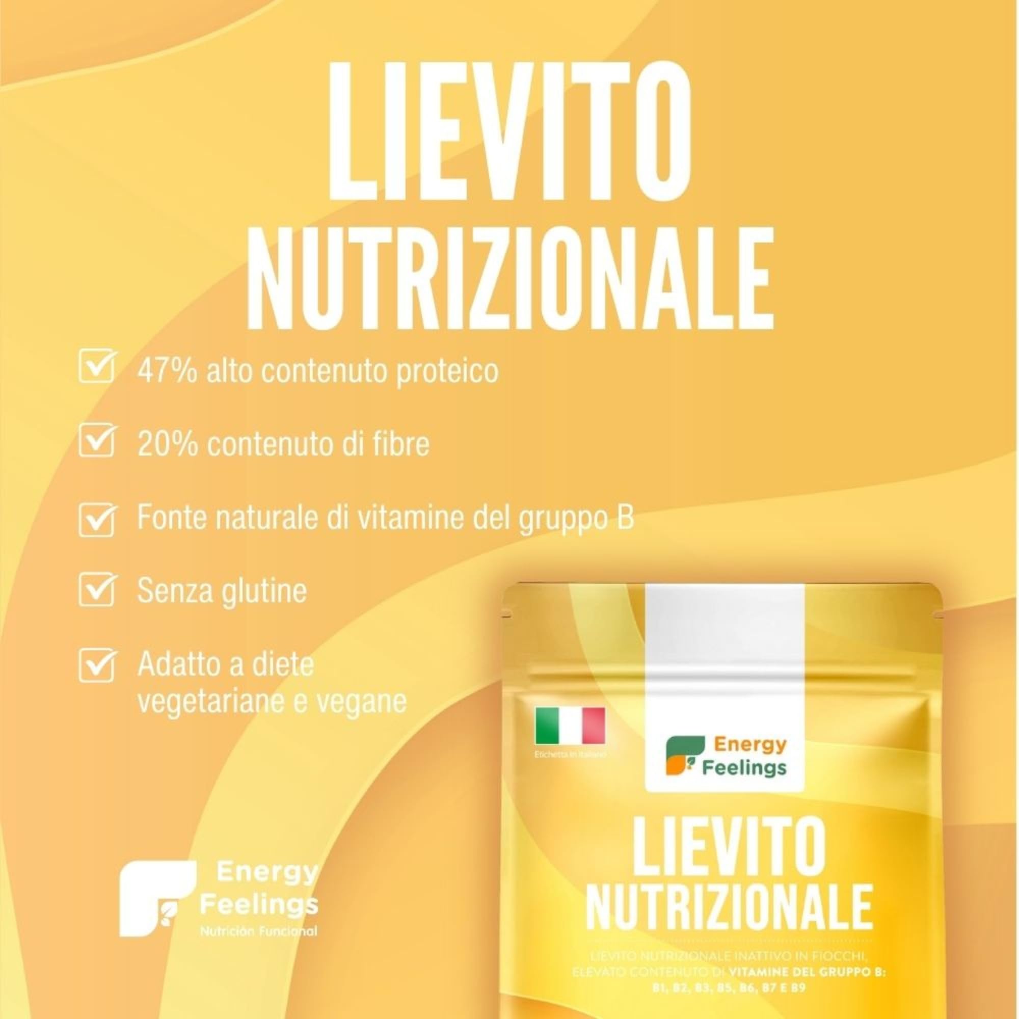 Energy Feelings Levadura Nutricional Lievito Nutrizionale in Scaglie 250 g vegano