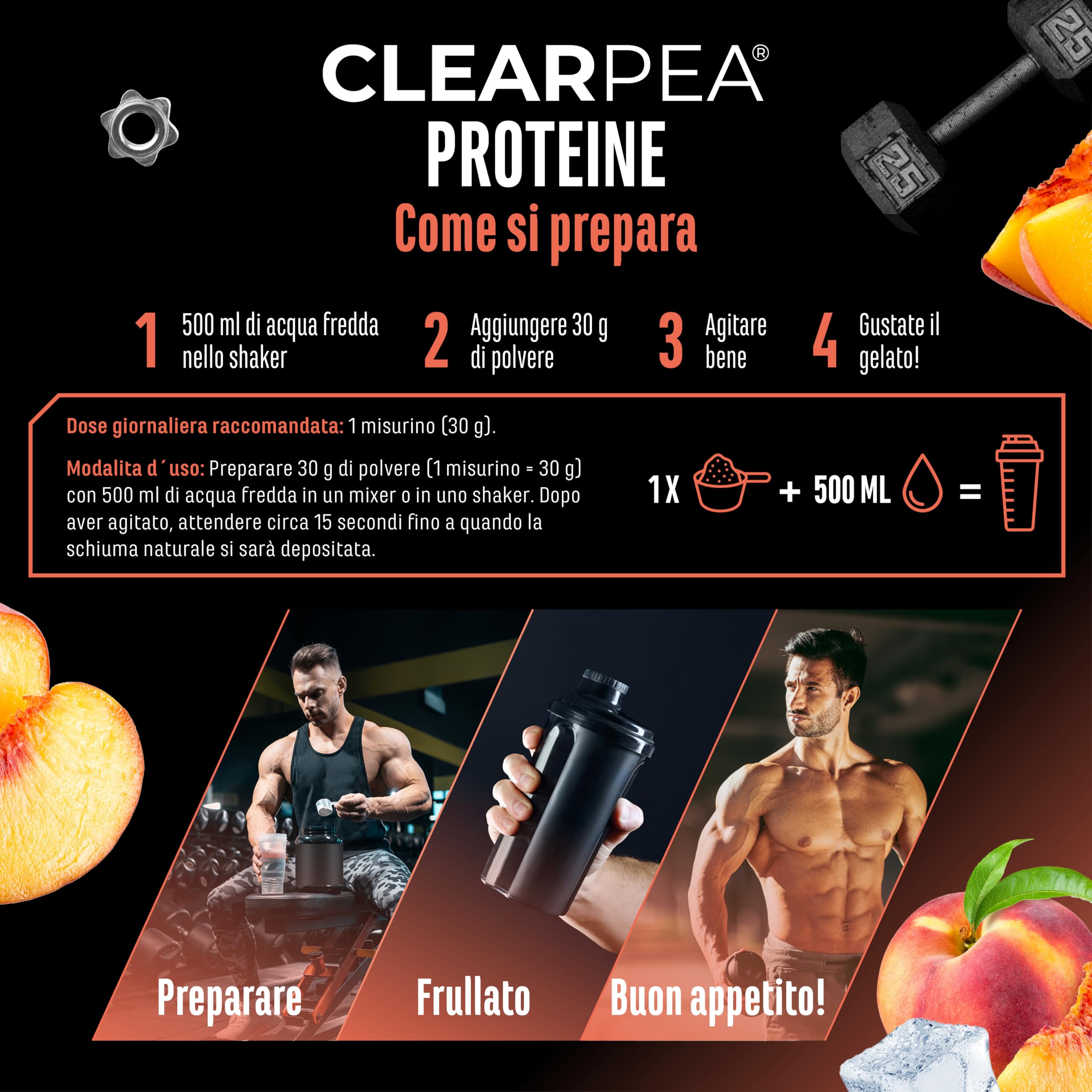 Elite Plant Protein ClearPea proteine vegane in polvere 454 g tè freddo alla pesca