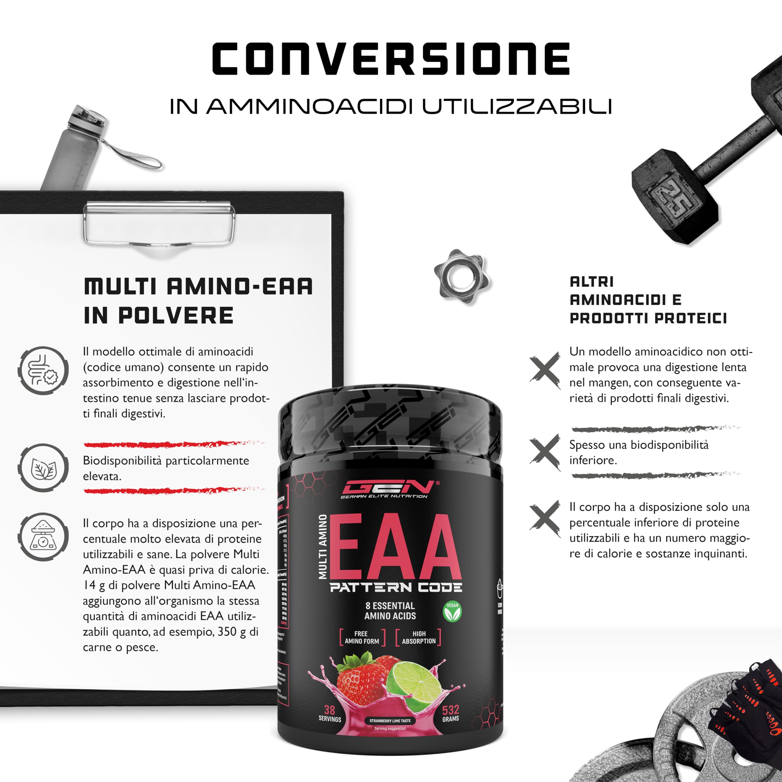 Elite EAA & BCAA EAA Human Code Formula aminoacidi in polvere 532 g fragola lime