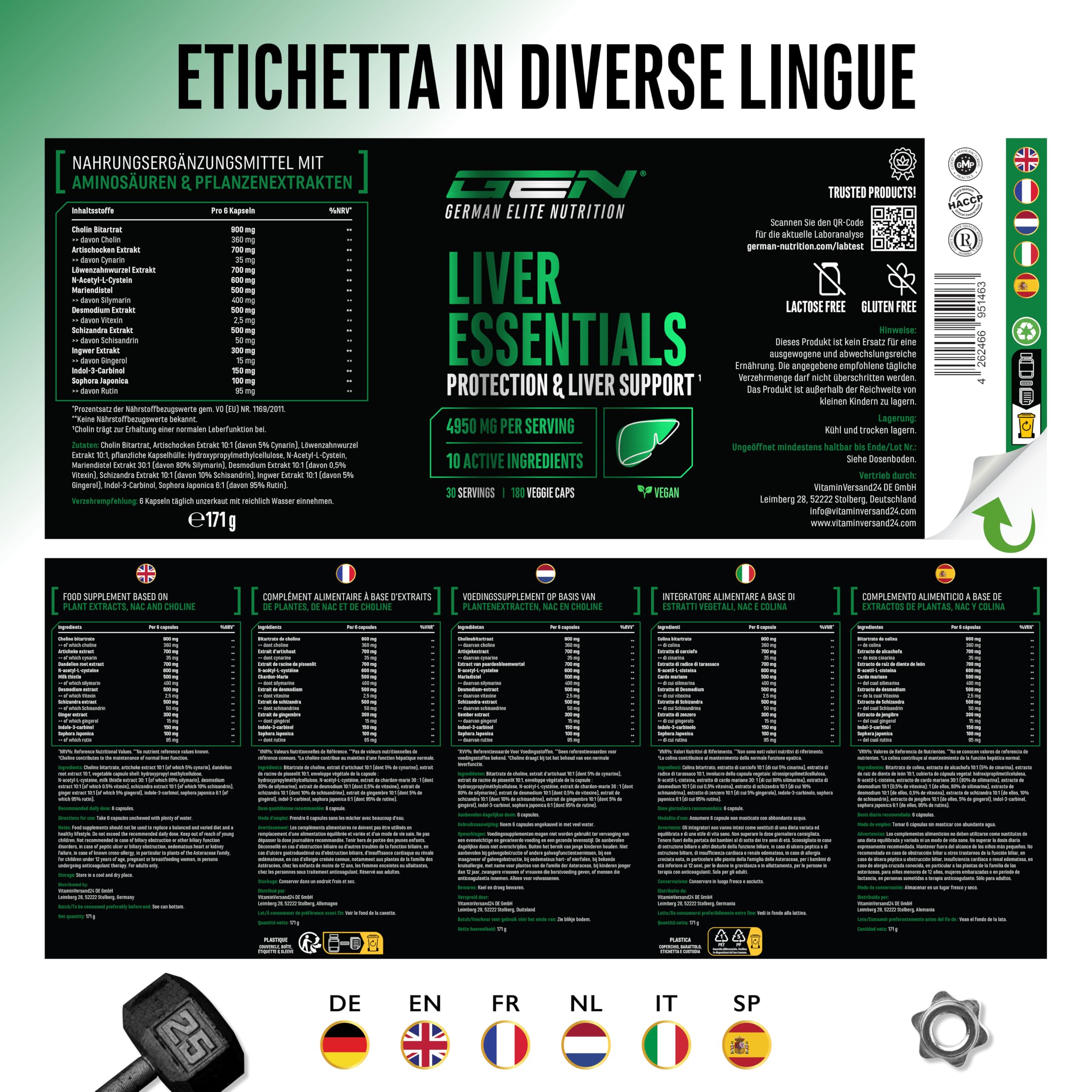 Elite Organ, Joint & Health Support Liver Essentials integratore 180 capsule vegane alto dosaggio