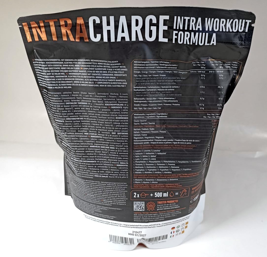 Elite Pre-Workout & Pump Intra Charge Workout Drink bevanda in polvere 1,2 kg Honeydew Melon