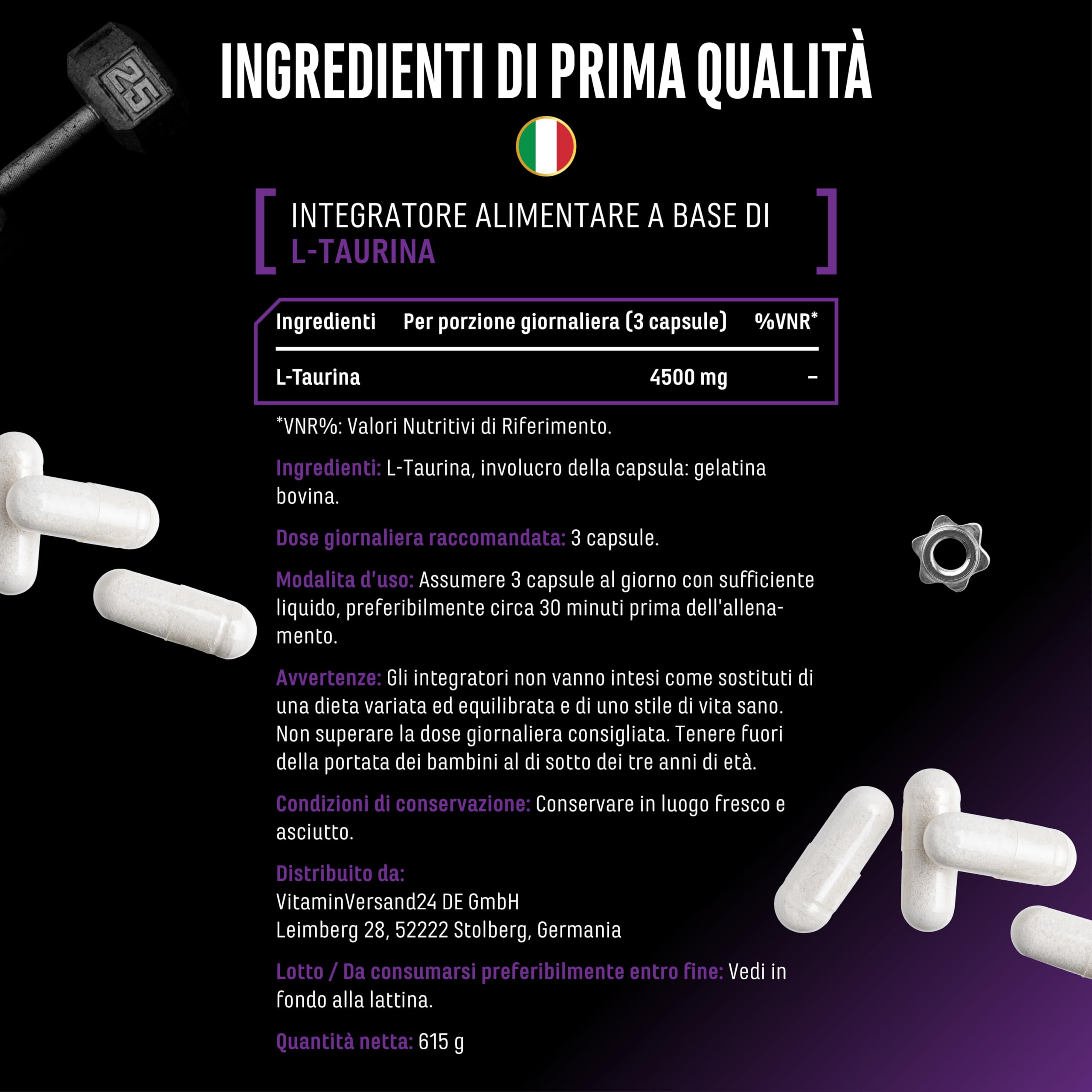 Elite Amino Singles L-Taurin Ultra Caps capsule 365 da 1500 mg