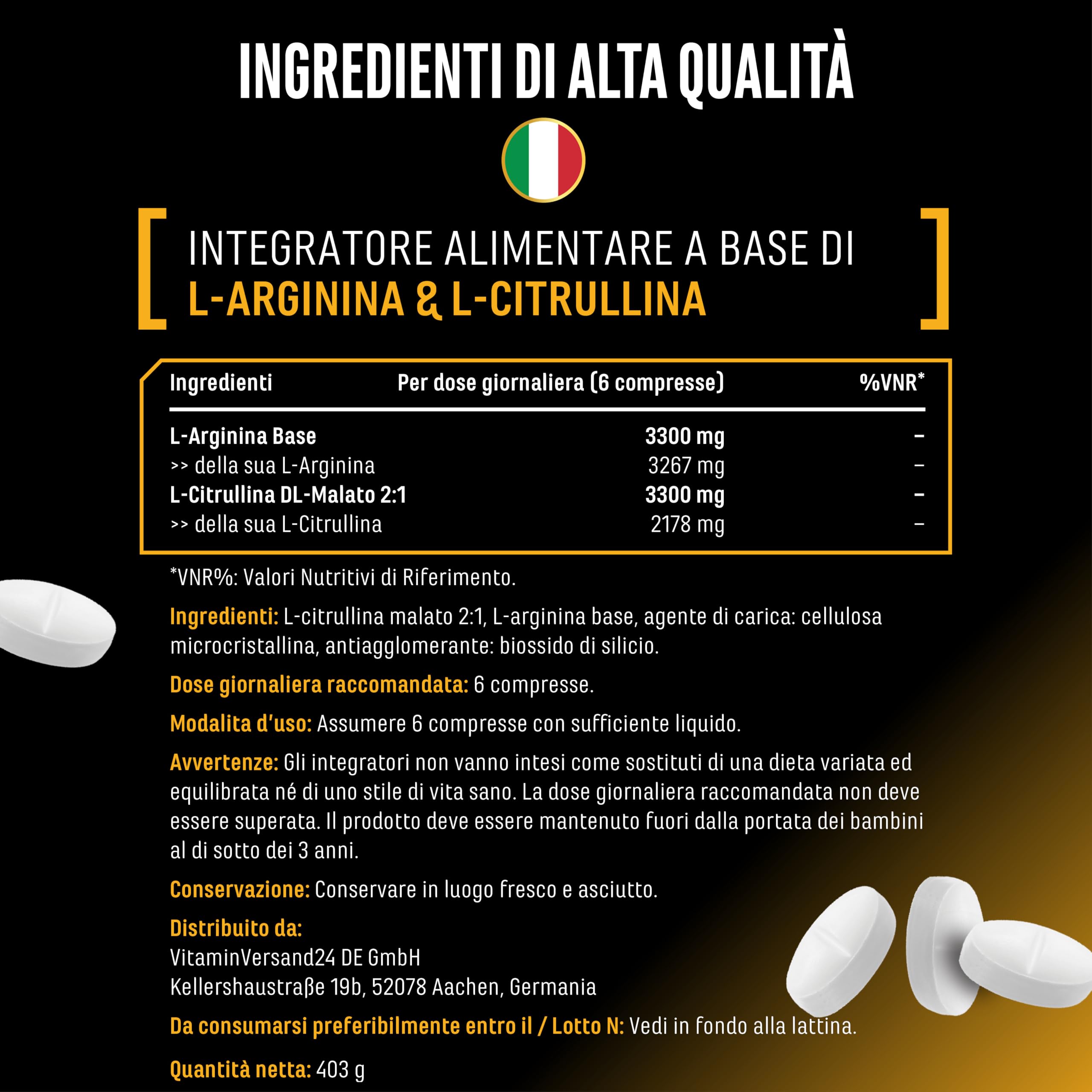 Elite Amino Singles L-Arginina + L-Citrullina integratore 300 compresse vegane