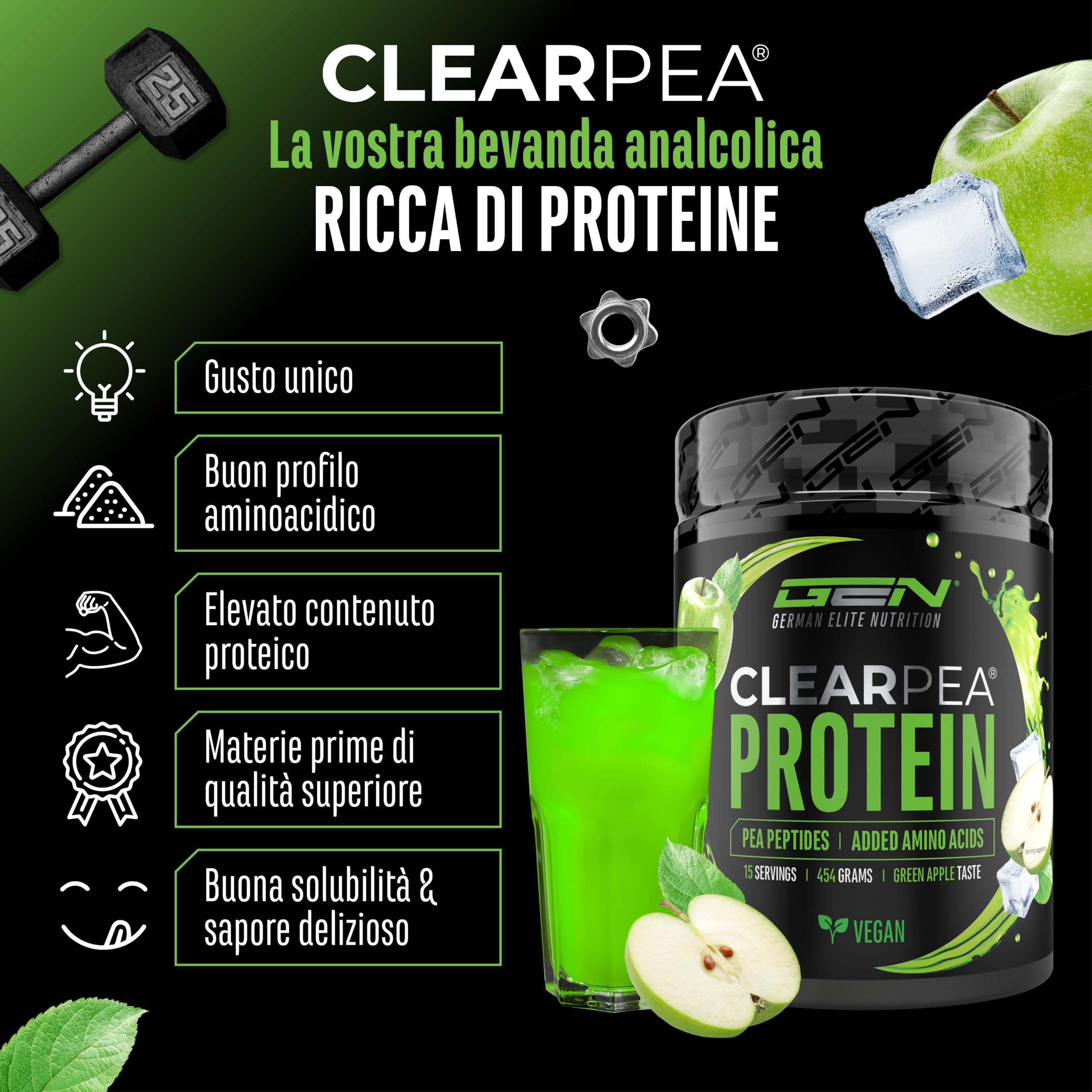 Elite Plant Protein ClearPea® proteine vegane 454 g mela verde chiare