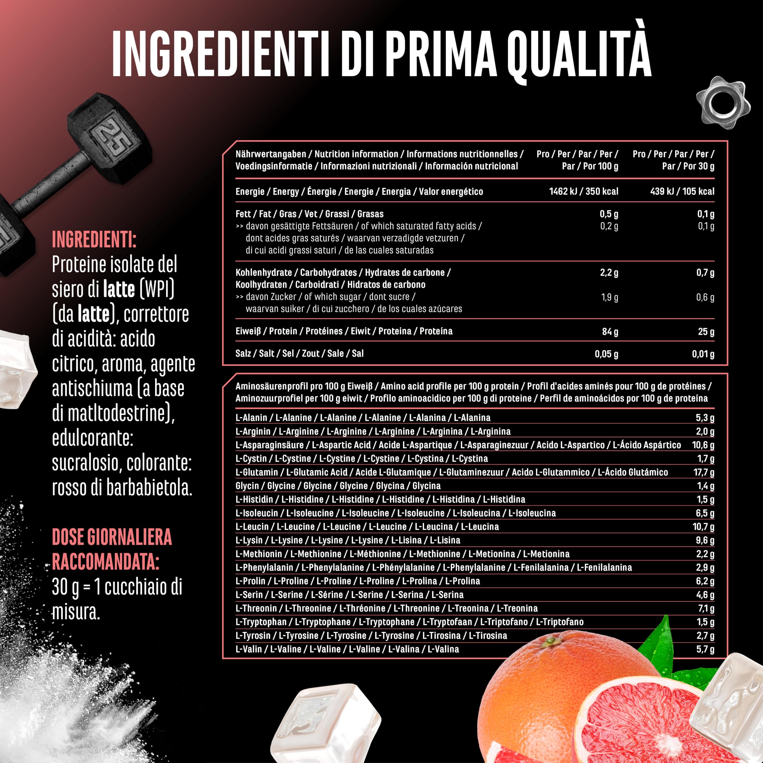 Elite Clear Whey Isolate Protein Shake 900 g pompelmo rosa