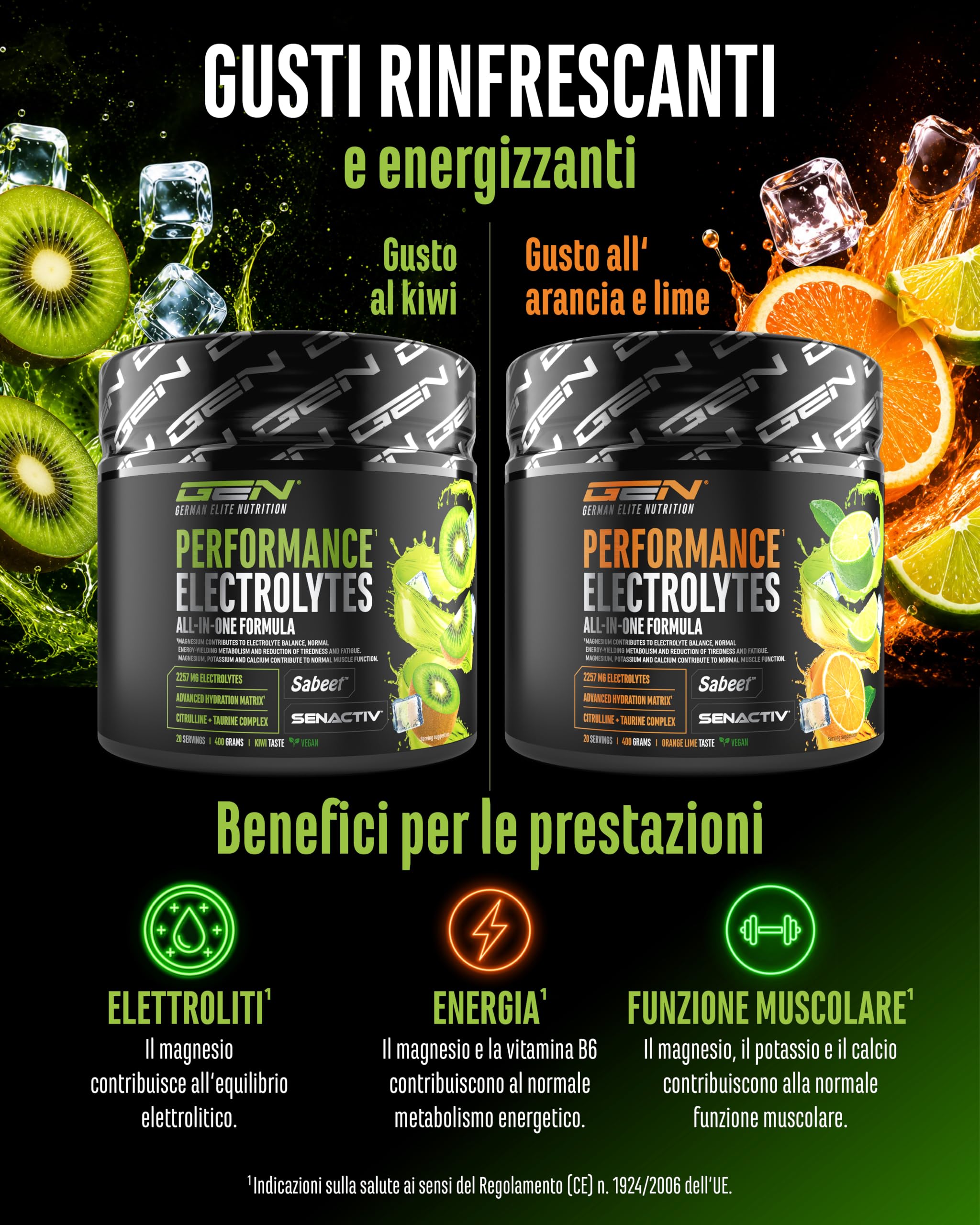 Elite Vitamins, Minerals & Hydration Performance Electrolytes elettroliti 400 g kiwi intra-workout