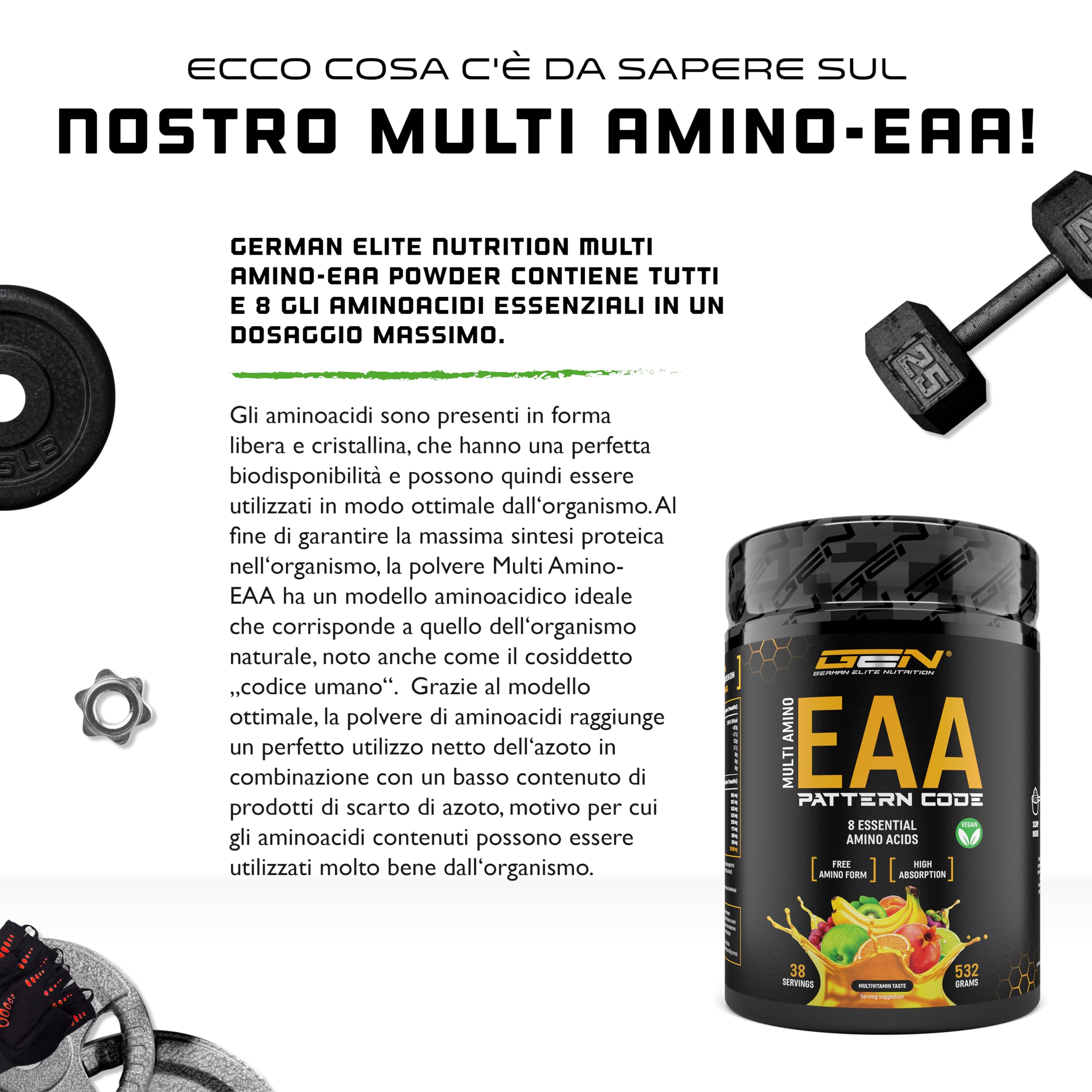 Elite EAA & BCAA Polvere EAA in polvere 532 g multivitamin vegana