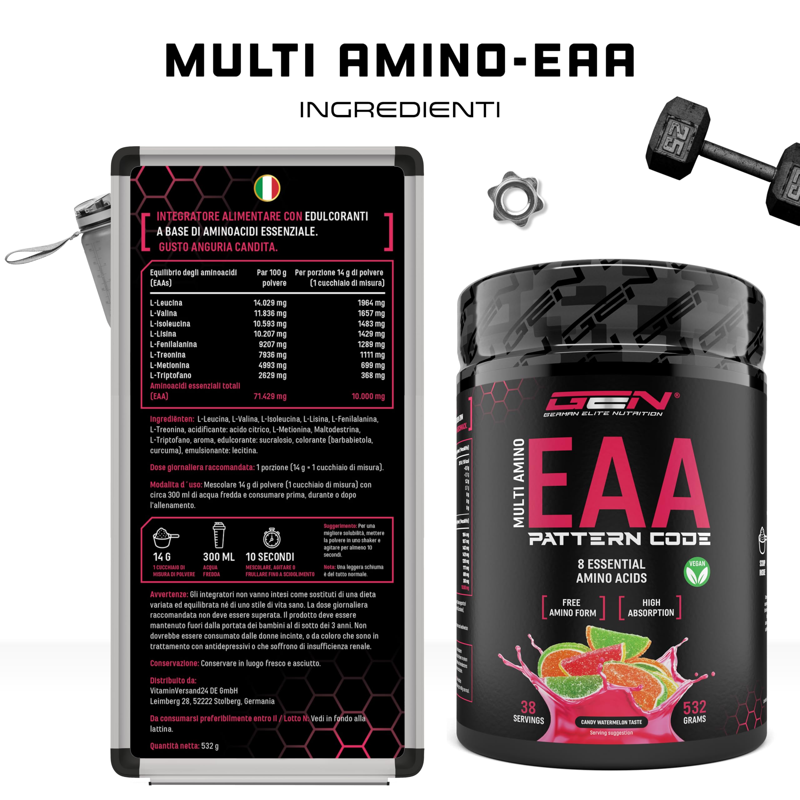 Elite EAA & BCAA EAA in polvere 532 g Candy Watermelon vegano