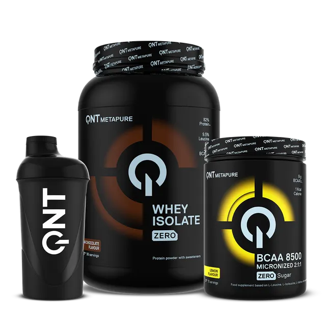 QNT Bundles Mass Gainer Pack bundle 908 g whey Belgian chocolate + BCAA Lemon 350 g